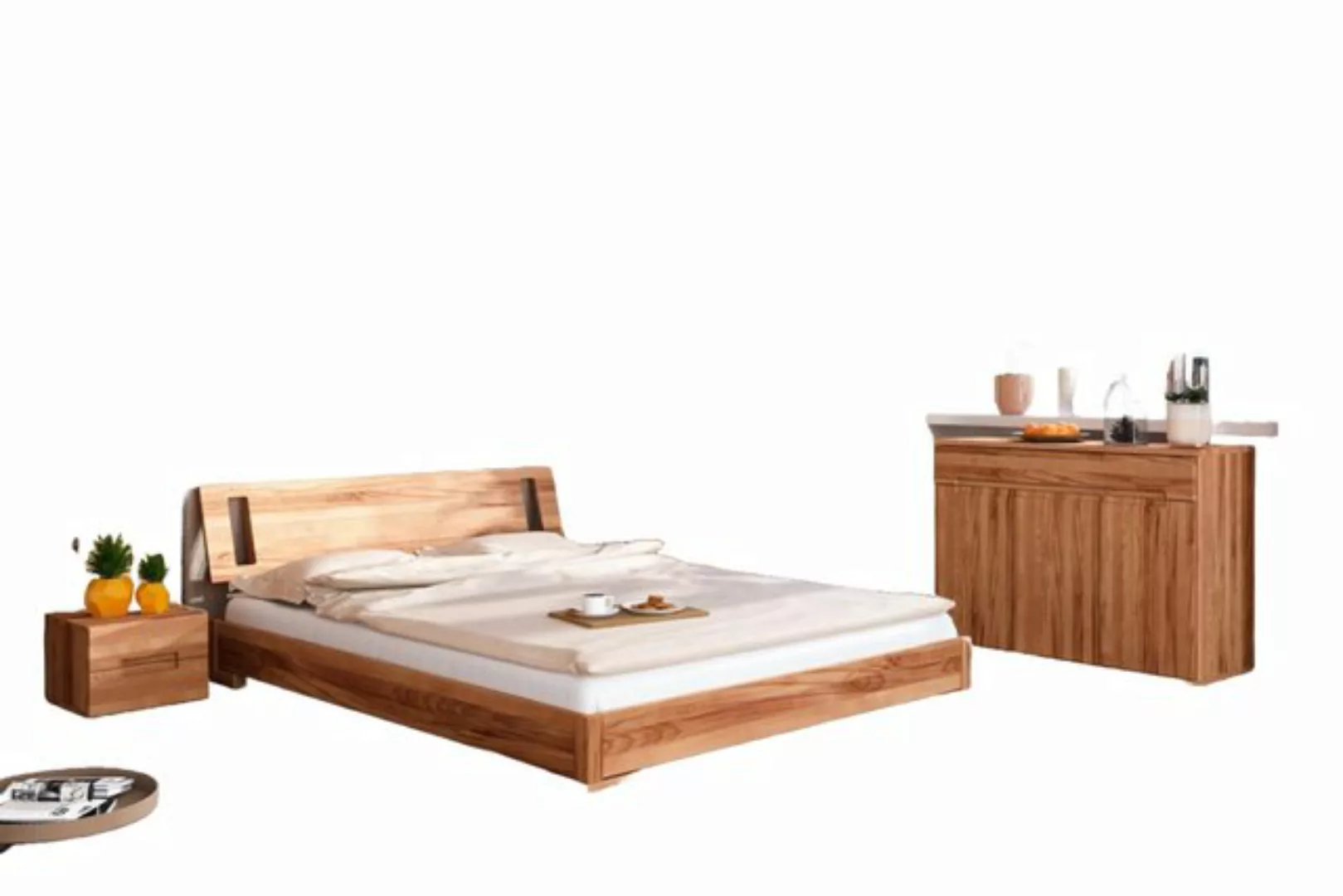 Natur24 Bett Bett Bento 15 Kernbuche massiv 200x190 mit Holzkopfteil und Ho günstig online kaufen