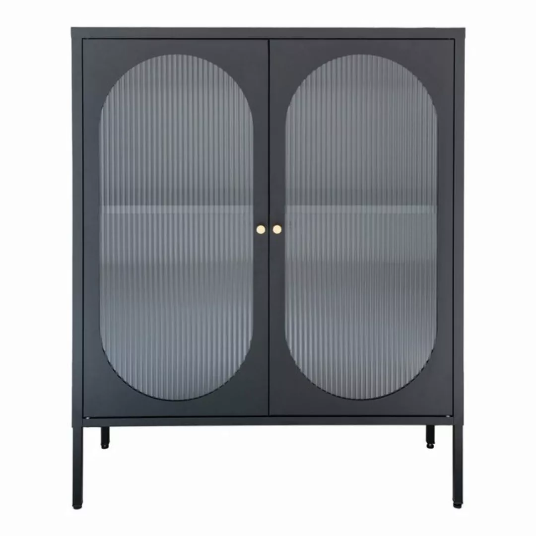 House Nordic Standvitrine Adelaide in Schwarz, Metall - 90x110x35cm (BxHxT) günstig online kaufen