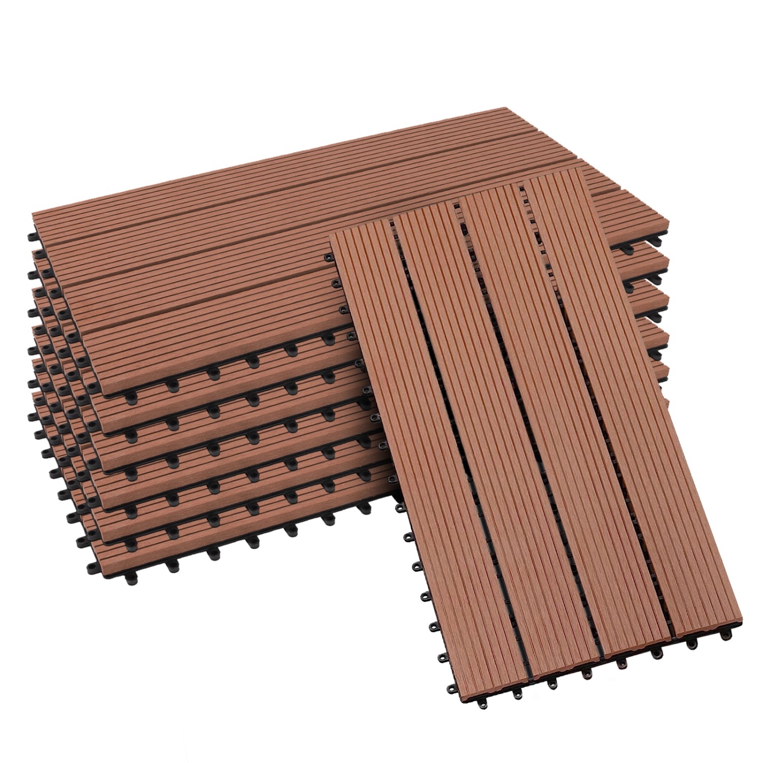KARAT WPC Terrassenfliesen Royal Klickfliesen 30 x 60 cm Hellbraun 6er-Set günstig online kaufen