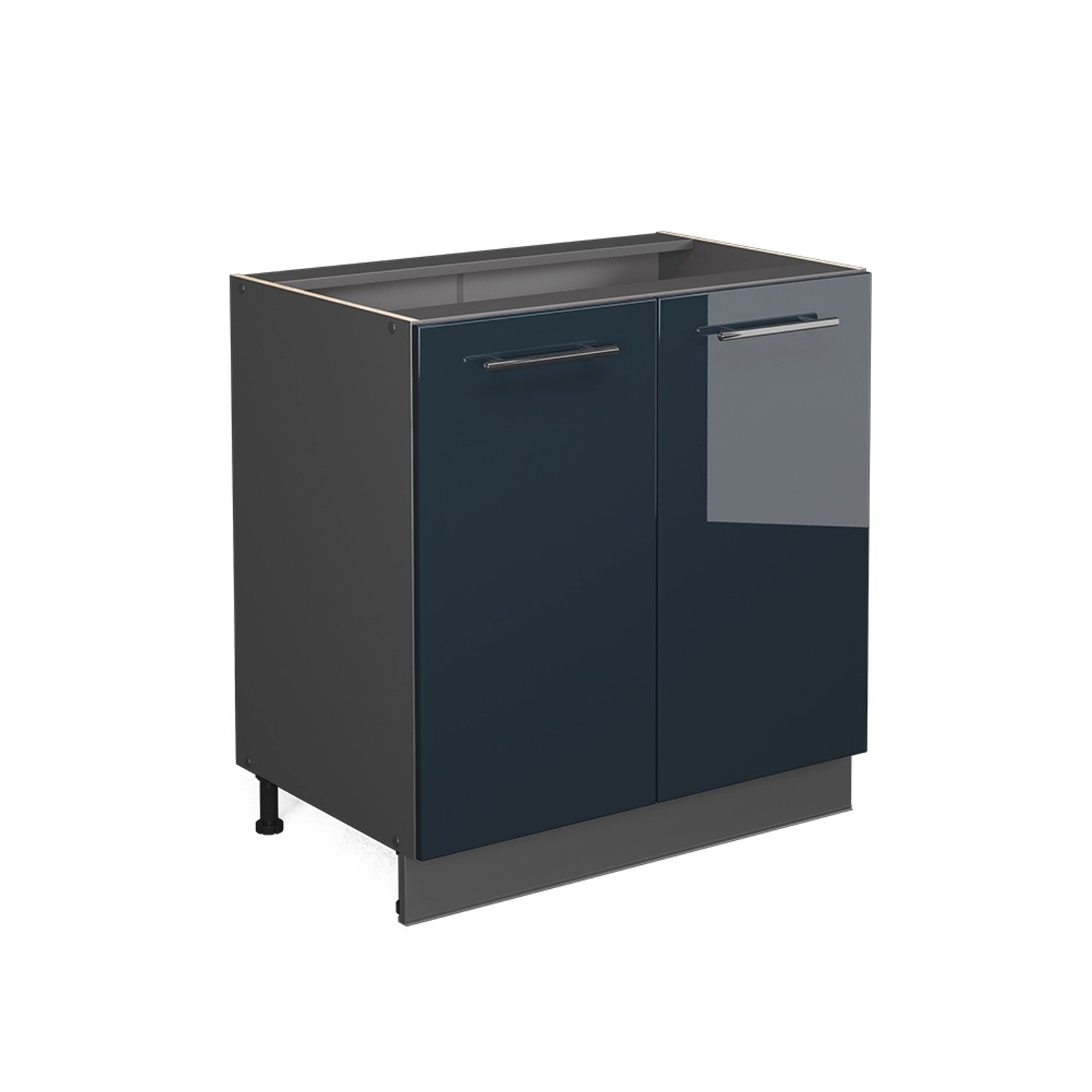 Vicco Spülenunterschrank Fame-Line Dunkelblau Hochglanz 80 cm mit Regal ohn günstig online kaufen