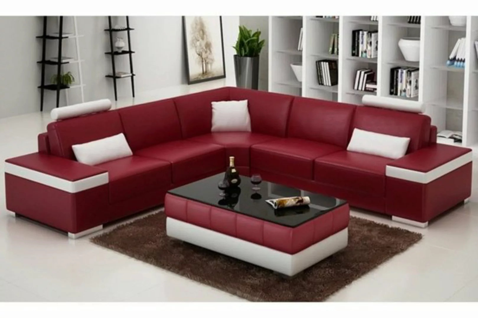 JVmoebel Ecksofa, Ledersofa Möbel L-Form Couch Wohnlandschaft Ecksofa Garni günstig online kaufen