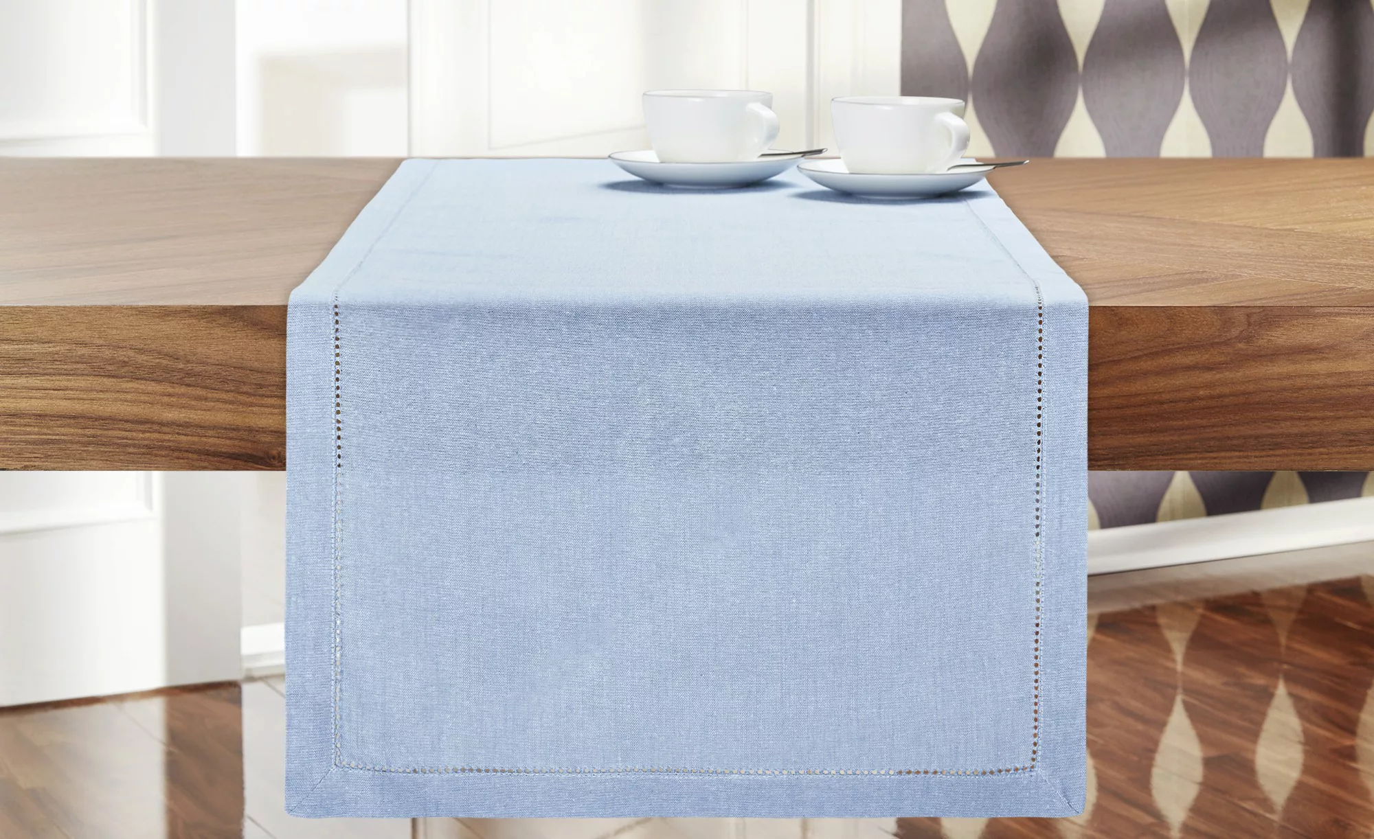 HOME STORY Tischläufer  Blanket Stick - blau - 100% Baumwolle - 40 cm - Sco günstig online kaufen