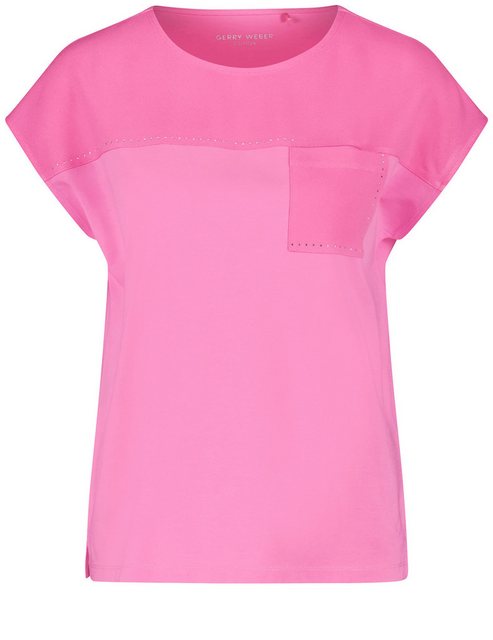 GERRY WEBER Kurzarmshirt T-Shirt mit Material-Patch und Ziersteinchen günstig online kaufen