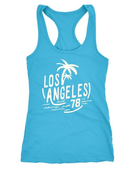 Neverless Tanktop Damen Tank-Top Shirt Los Angeles Beach Surf Aufdruck Race günstig online kaufen