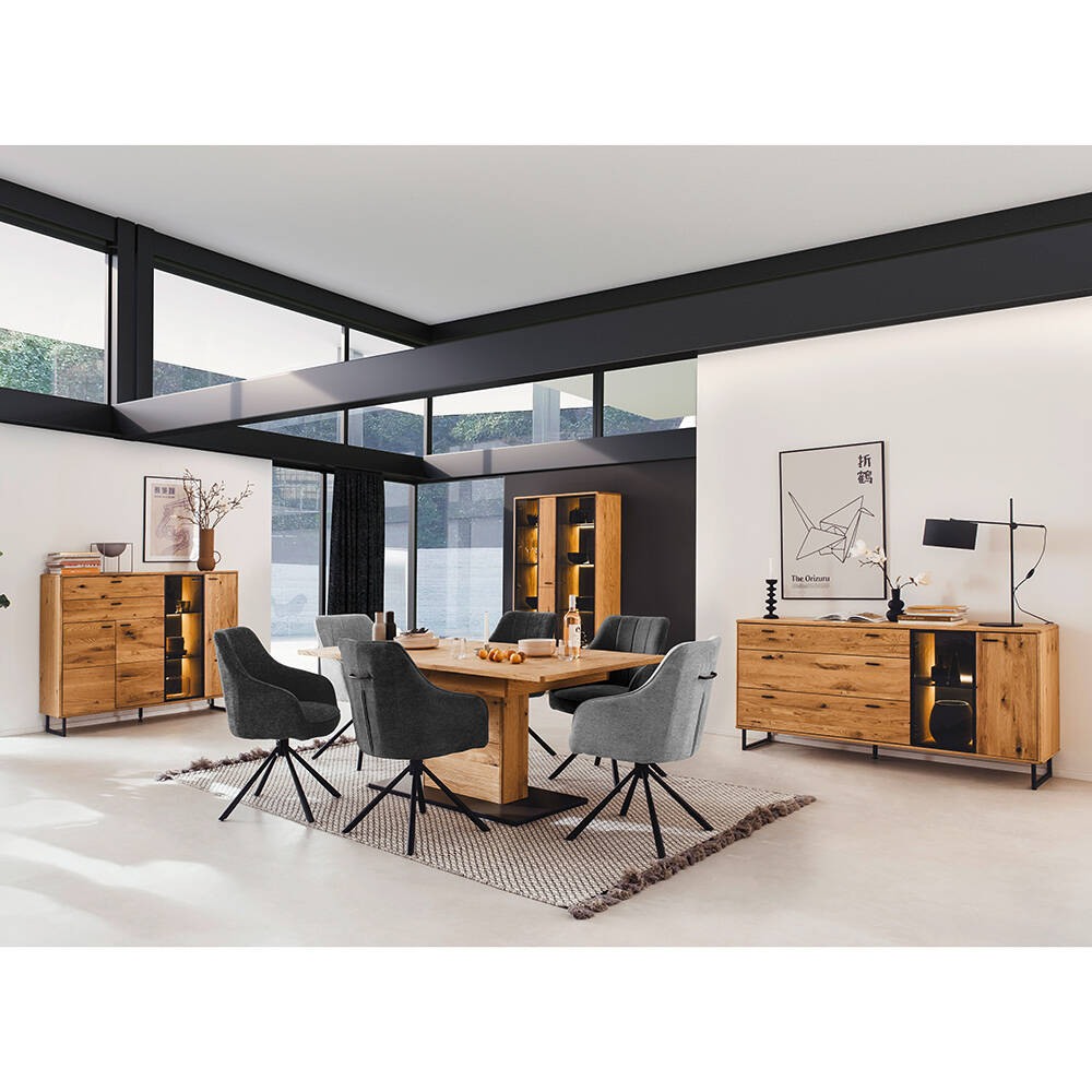 Esszimmermöbel Set braun ALBACETE-05 Teilmassiv in Wildeiche 4-teilig mit a günstig online kaufen