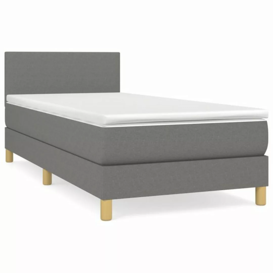 vidaXL Boxspringbett Boxspringbett mit Matratze Dunkelgrau 90x190 cm Stoff günstig online kaufen