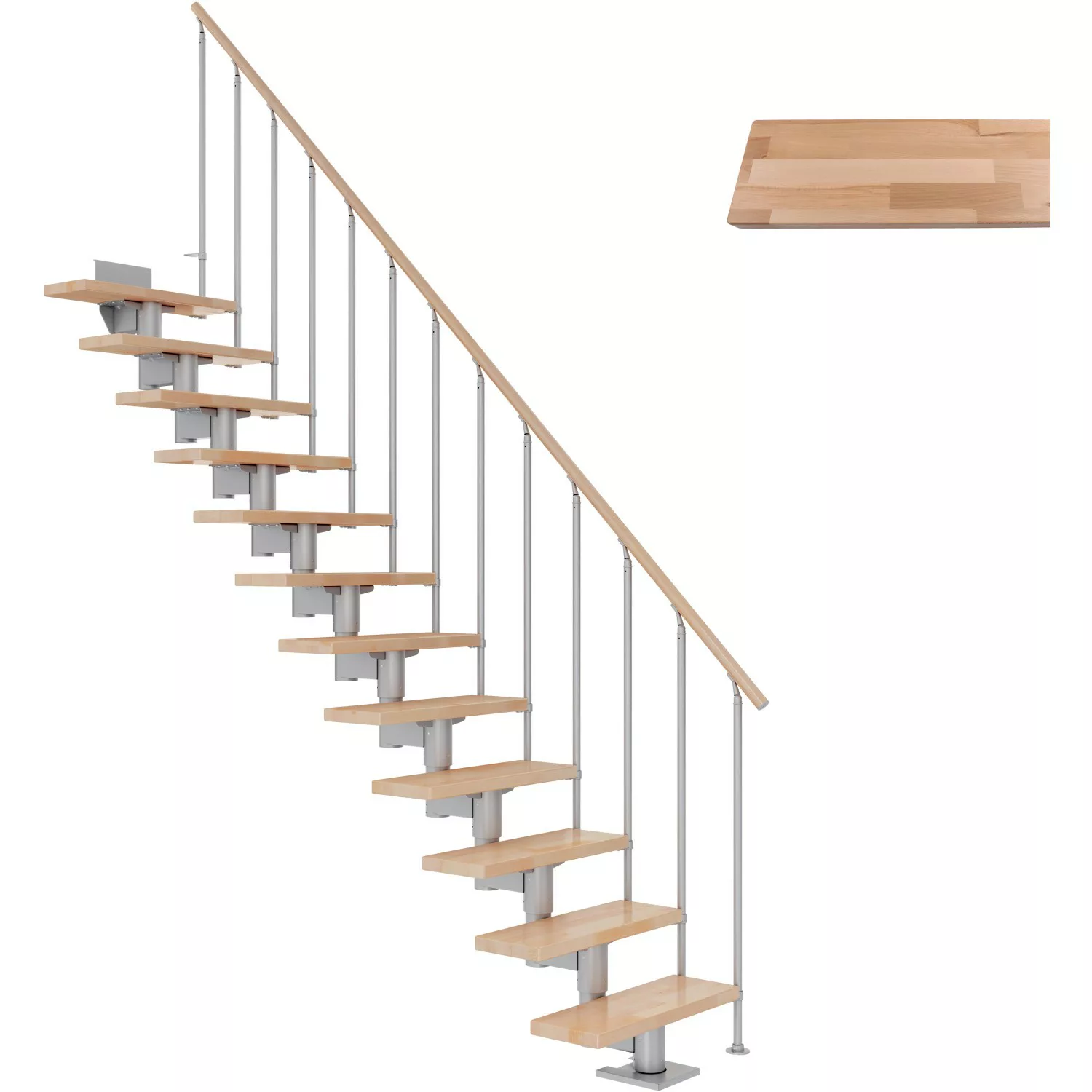 Dolle Mittelholmtreppe Cork Buche Perlgrau GH bis 315 cm Gerade 75 cm FSC® günstig online kaufen