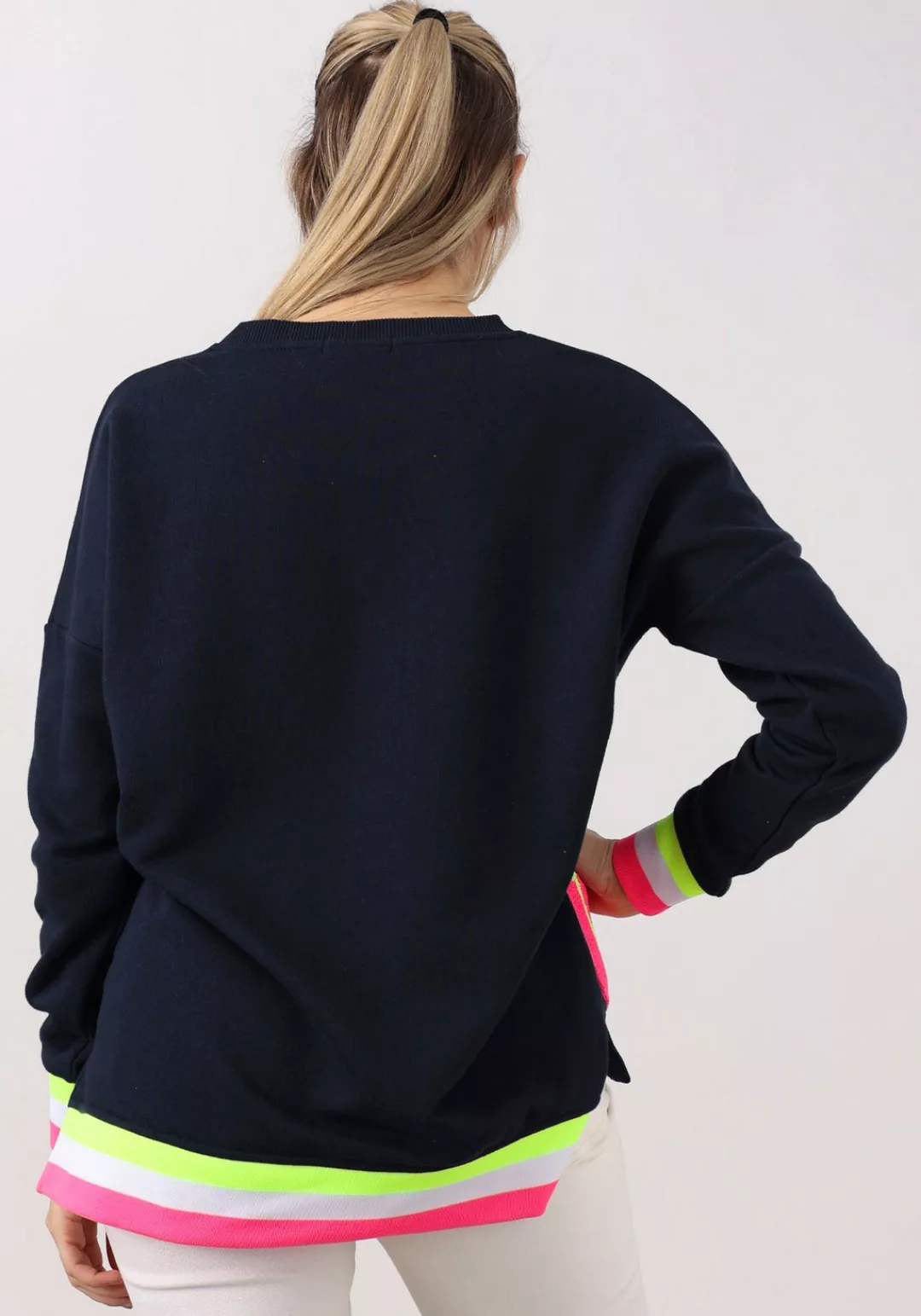 Zwillingsherz Sweatshirt Mit V-Ausschnitt und Smiley-Aufdruck aus Frottee s günstig online kaufen
