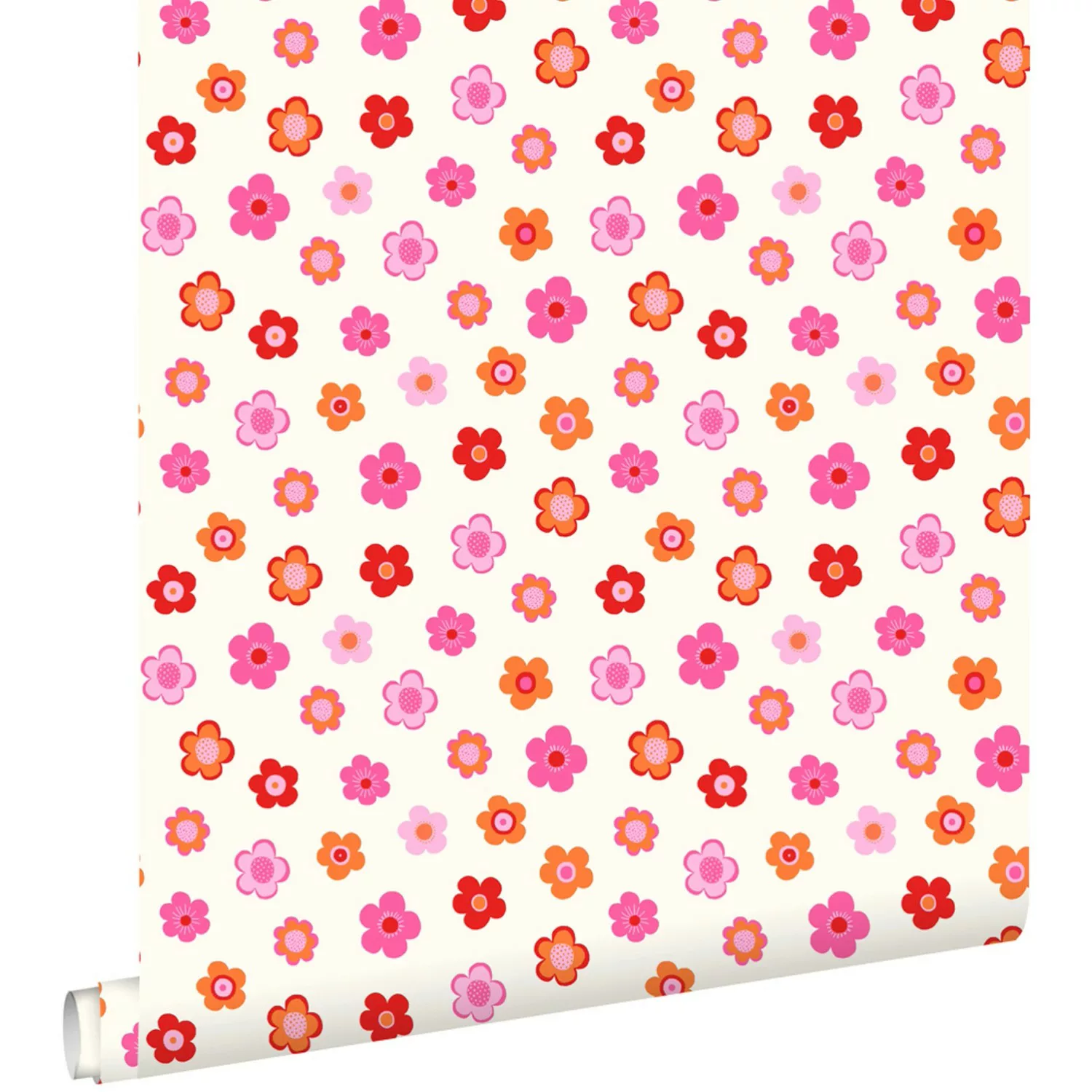 ESTAhome Tapete Blumenmuster Rosa Korallenrot und Orange 53 cm x 10,05 m 13 günstig online kaufen