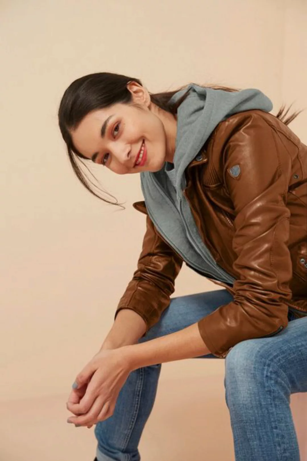 Mauritius Lederjacke "Adelyn", mit Kapuze, 2-in-1-Lederjacke günstig online kaufen