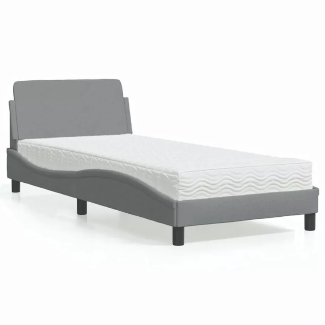vidaXL Bett Bett mit Matratze Hellgrau 90x200 cm Stoff günstig online kaufen