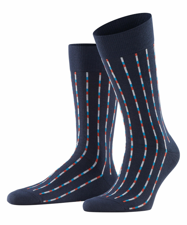 Burlington Pinstripe Herren Socken, 40-46, Blau, Baumwolle, 21932-612002 günstig online kaufen