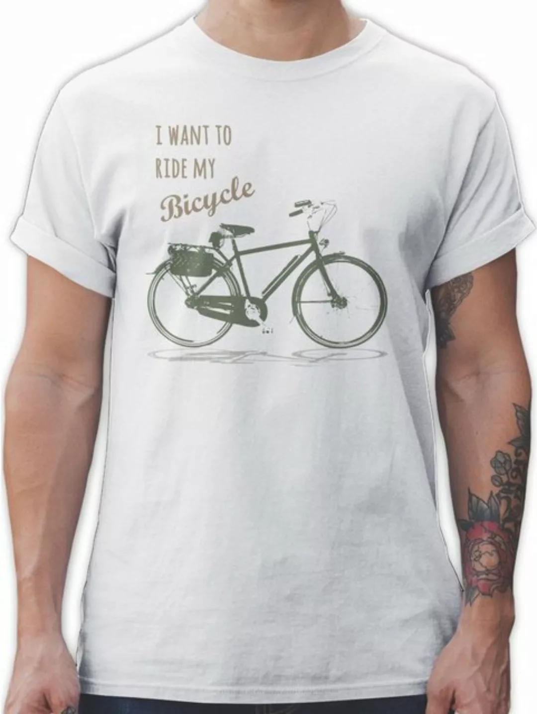 Shirtracer T-Shirt I want to ride my bicycle Vintage Retro günstig online kaufen