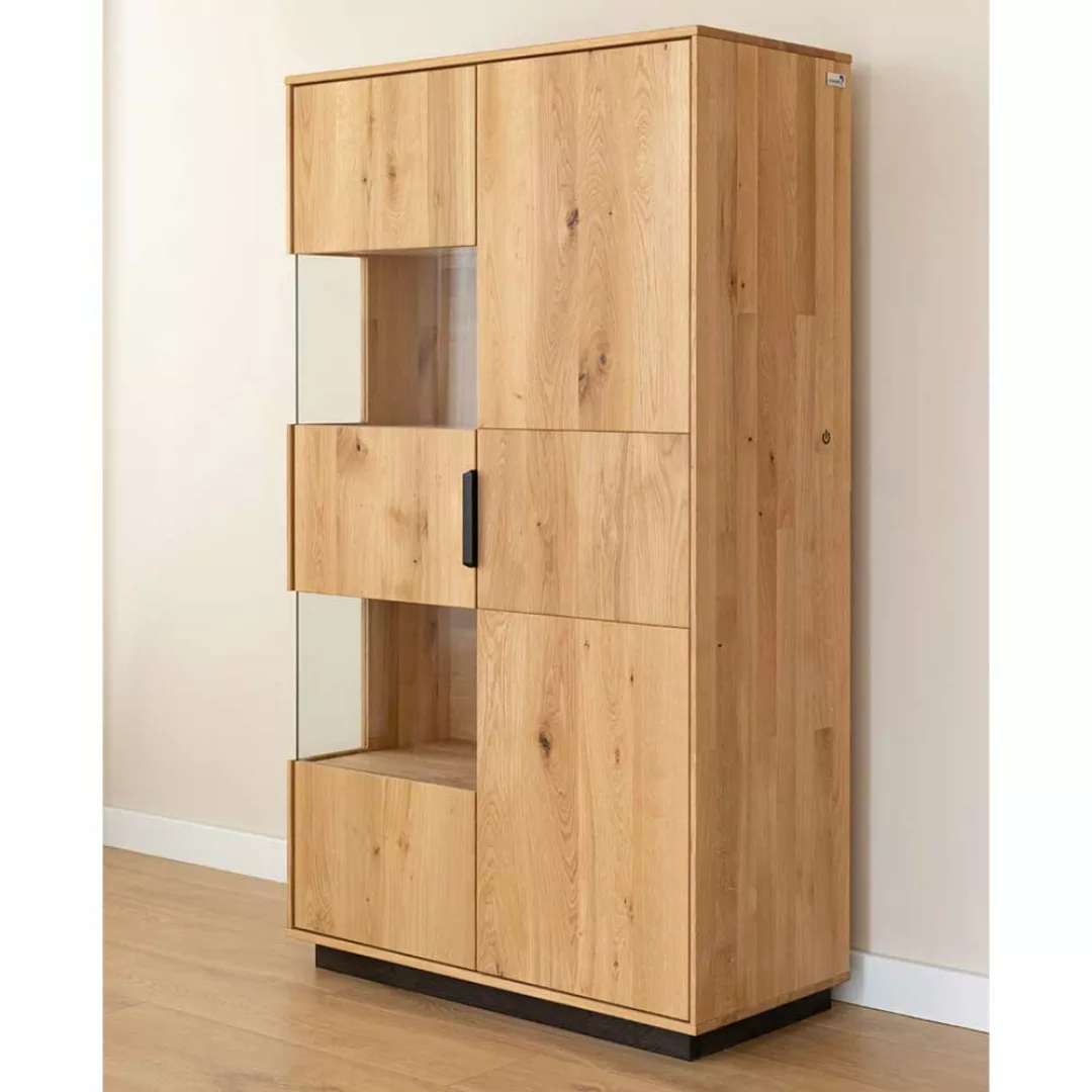 Highboard Wohnzimmer Highboard mit LED Beleuchtung geölt günstig online kaufen