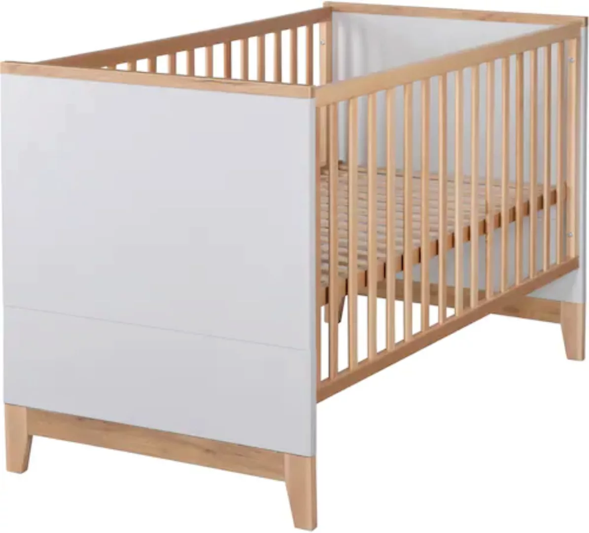 roba® Babybett Caro, Gitterbett in Lichtgrau / Buche - Höhenverstellbar & u günstig online kaufen