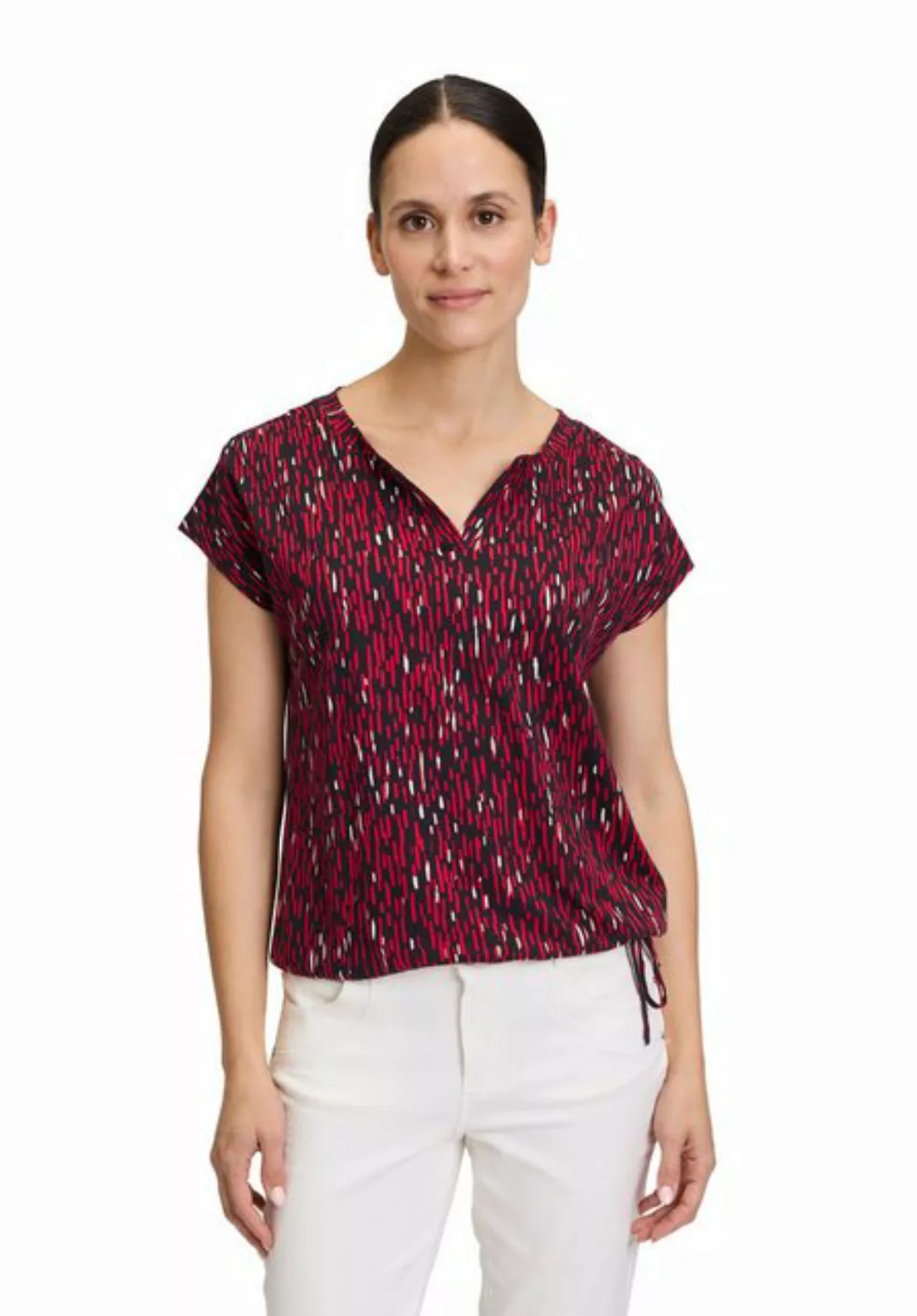 Betty&Co Kurzarmshirt Betty & Co Casual-Shirt mit Tunnelzug (1-tlg) Druck günstig online kaufen