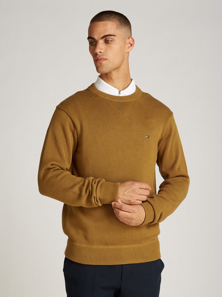 Tommy Hilfiger Strickpullover CHUNKY COTTON C NECK mit Logosrickerei günstig online kaufen