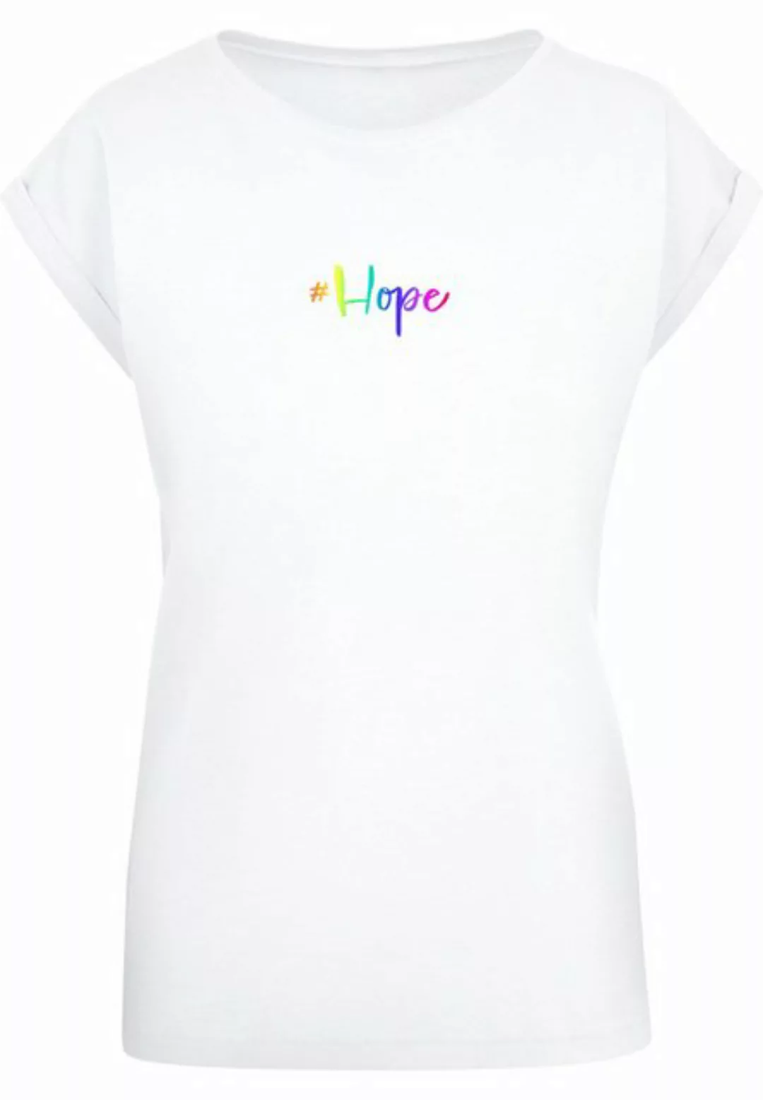 Merchcode T-Shirt Merchcode Damen Ladies Hope Rainbow Extended Shoulder Tee günstig online kaufen