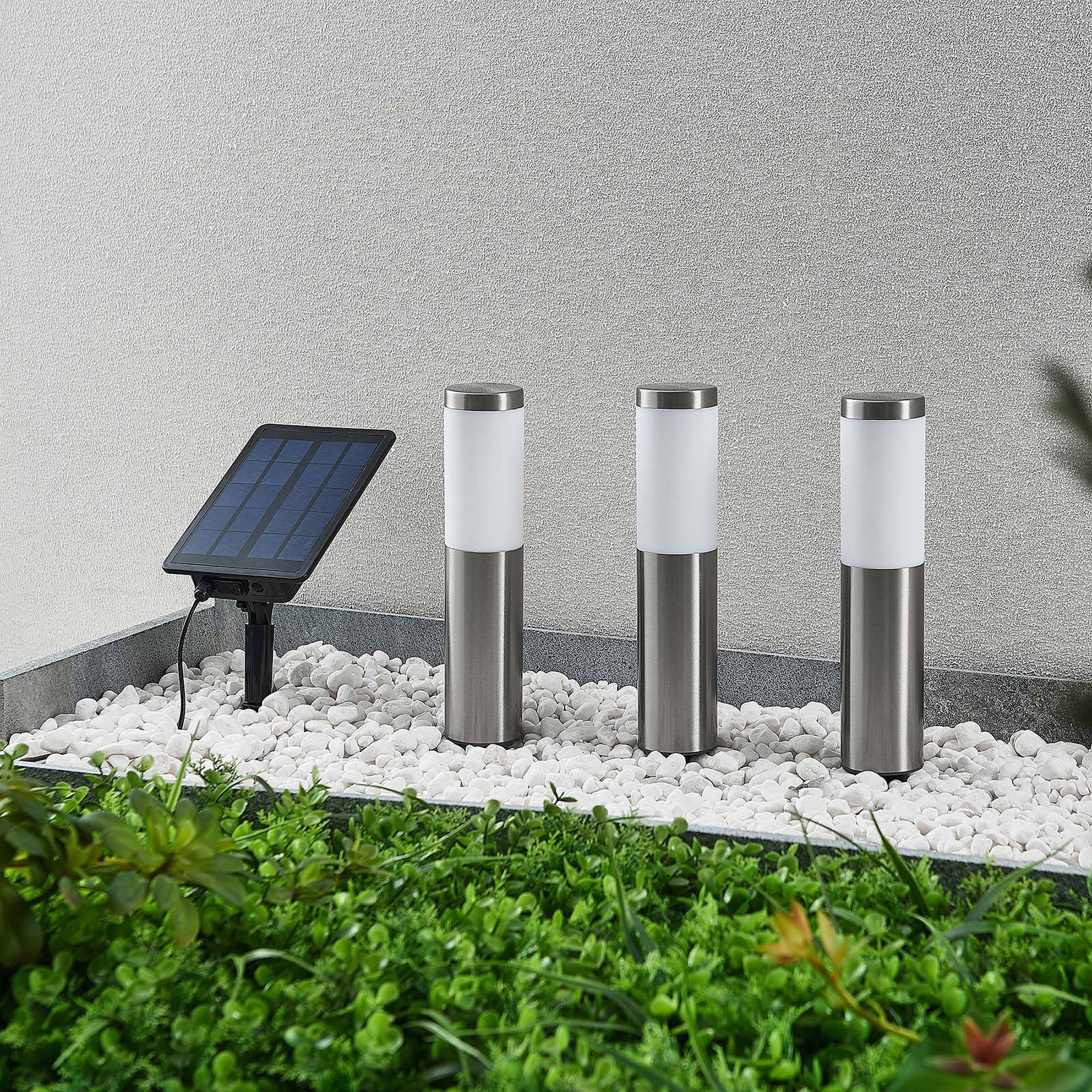 Lindby Lexiane LED-Solarlampen, 3er-Set, Edelstahl günstig online kaufen