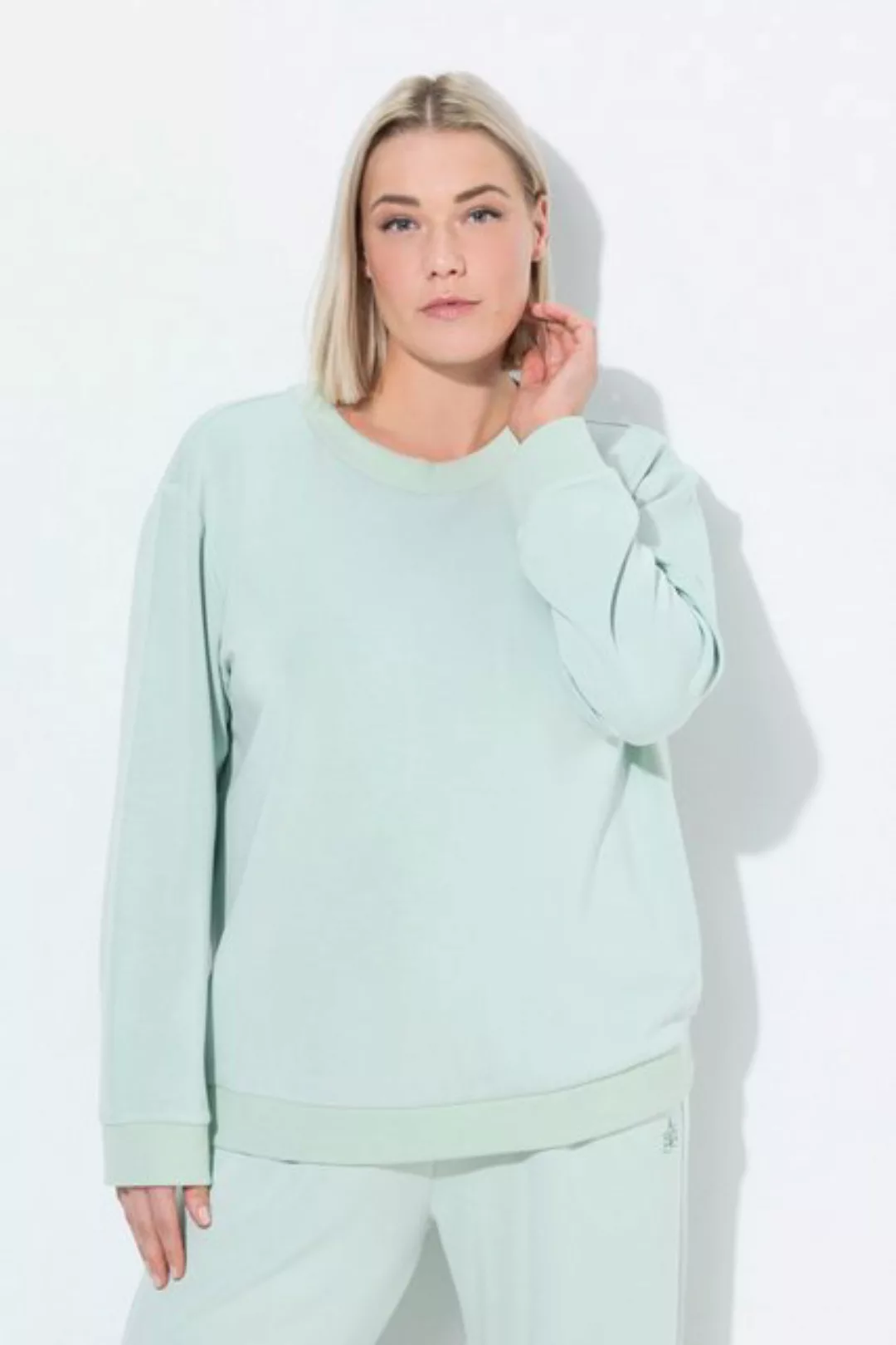 Ulla Popken Sweatshirt Yoga-Sweater Boxy Cut-Out Stehkragen Langarm günstig online kaufen