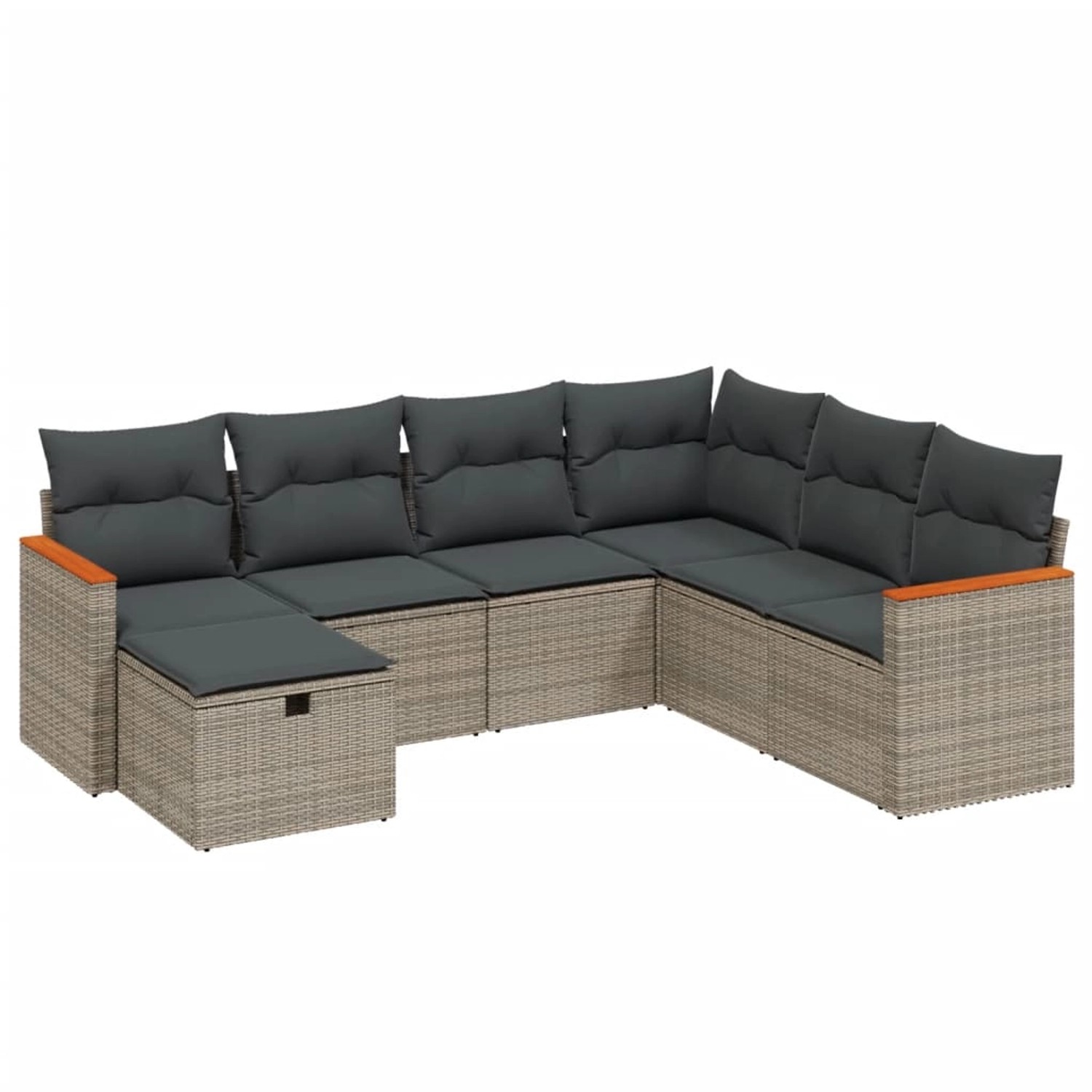 vidaXL 7-Tlg Garten-Sofagarnitur mit Kissen Grau Poly Rattan 3265330 günstig online kaufen