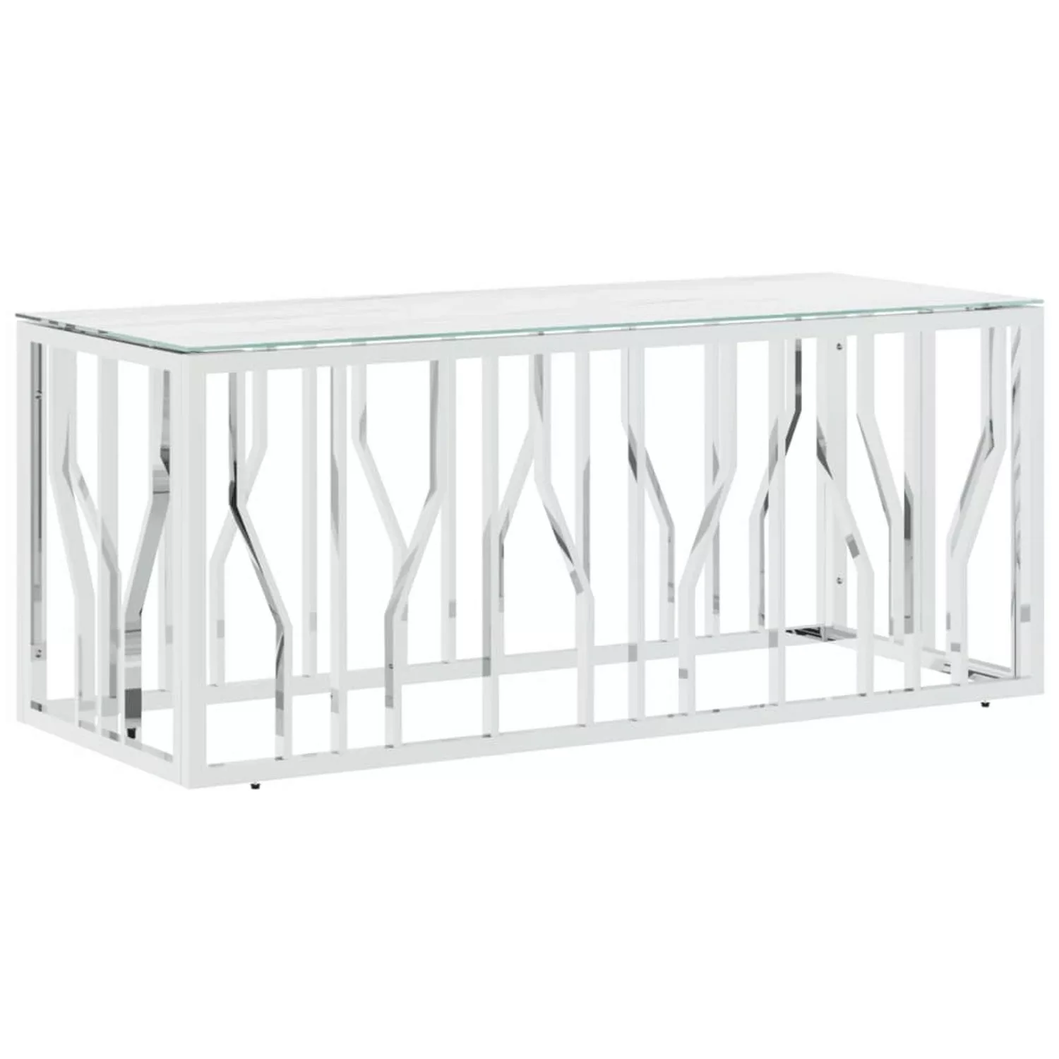 vidaXL Couchtisch Silbern 110x45x45 cm Edelstahl und Glas günstig online kaufen