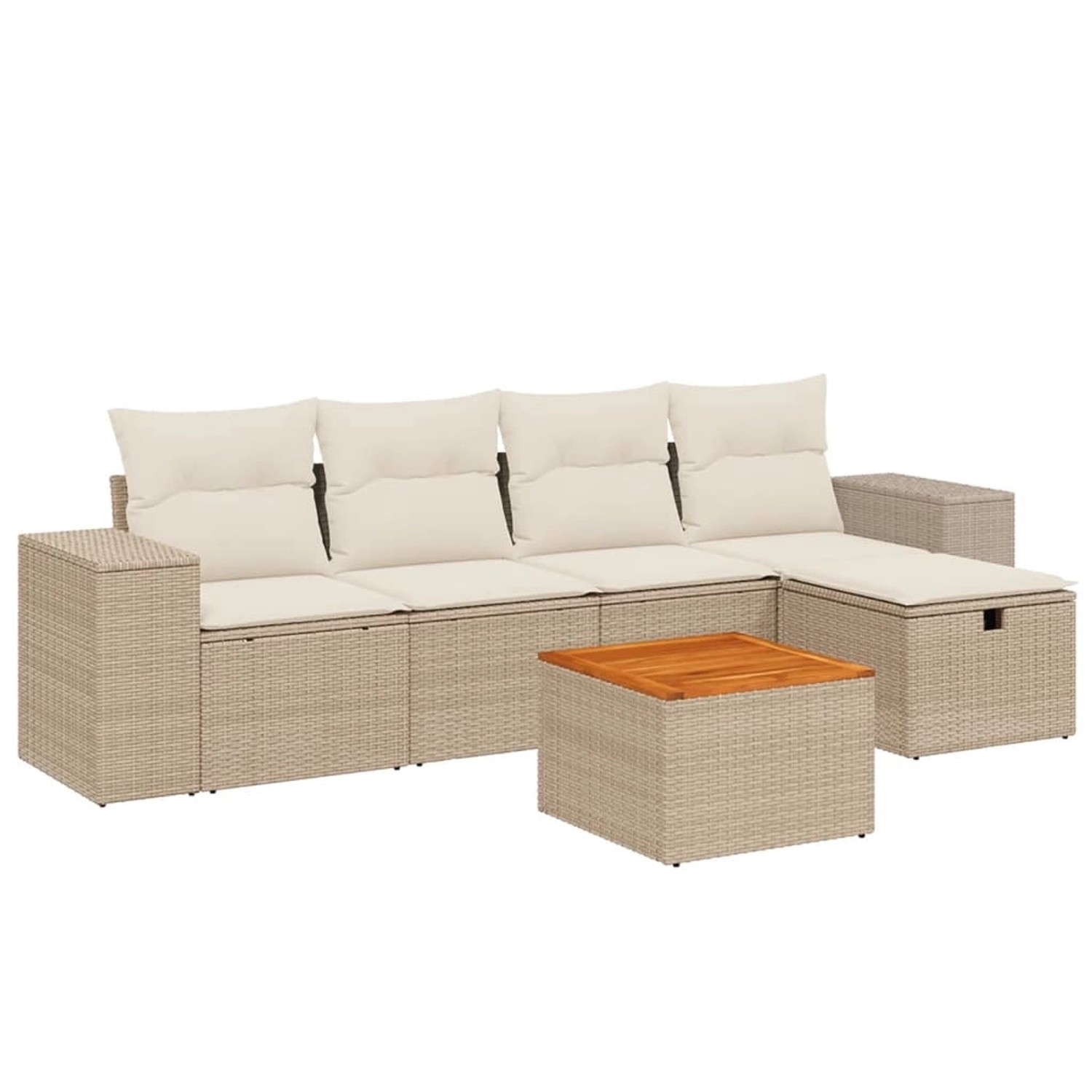 vidaXL 6-Tlg Garten-Sofagarnitur mit Kissen Beige Poly Rattan 3265167 günstig online kaufen