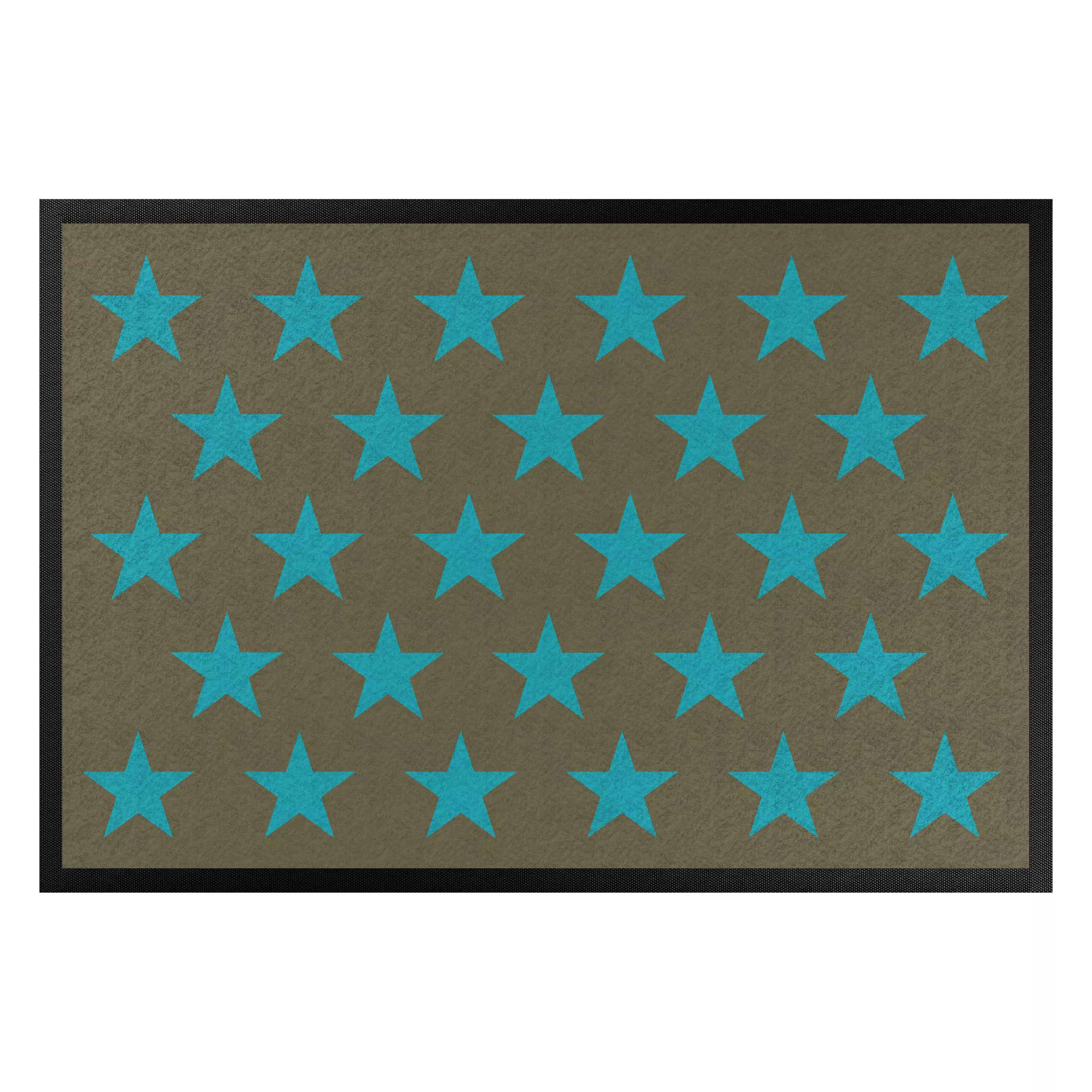 Fußmatte Muster & Textur Sterne versetzt braun türkisblau günstig online kaufen