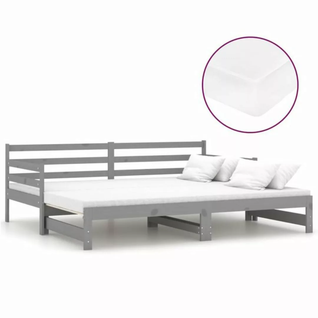 vidaXL Gästebett Ausziehbares Tagesbett Gästebett 2x90x200 cm Grau Massivho günstig online kaufen