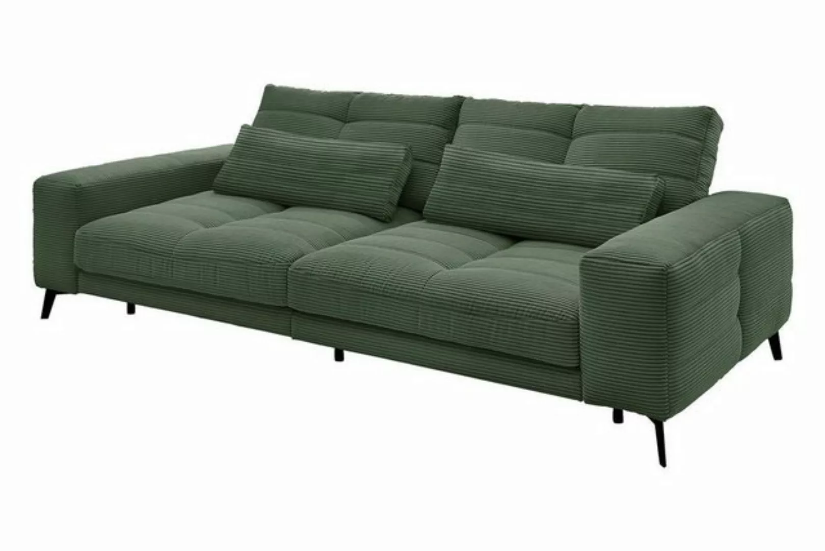 Big-Sofa HELMOND, Grün, Cordbezug, mit Kissen, Taschenfederkernpolsterung, günstig online kaufen