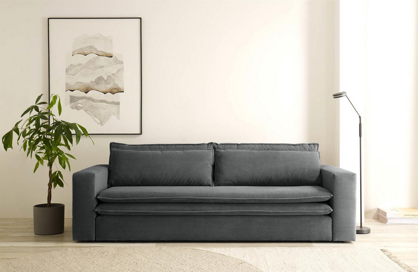 Design-Wohngalerie Sofa Couch Piagge 3 Sitzer inkl. Bettfunktion - Cordstof günstig online kaufen