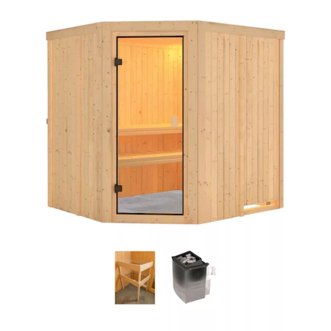 welltime Sauna »Jupiter«, (Set), 9 kW-Ofen mit int. Steuerung günstig online kaufen