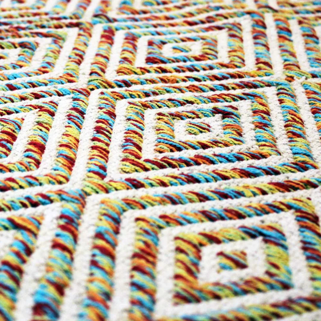 Geometrisch gemusterter Teppich in Bunt Webstoff günstig online kaufen