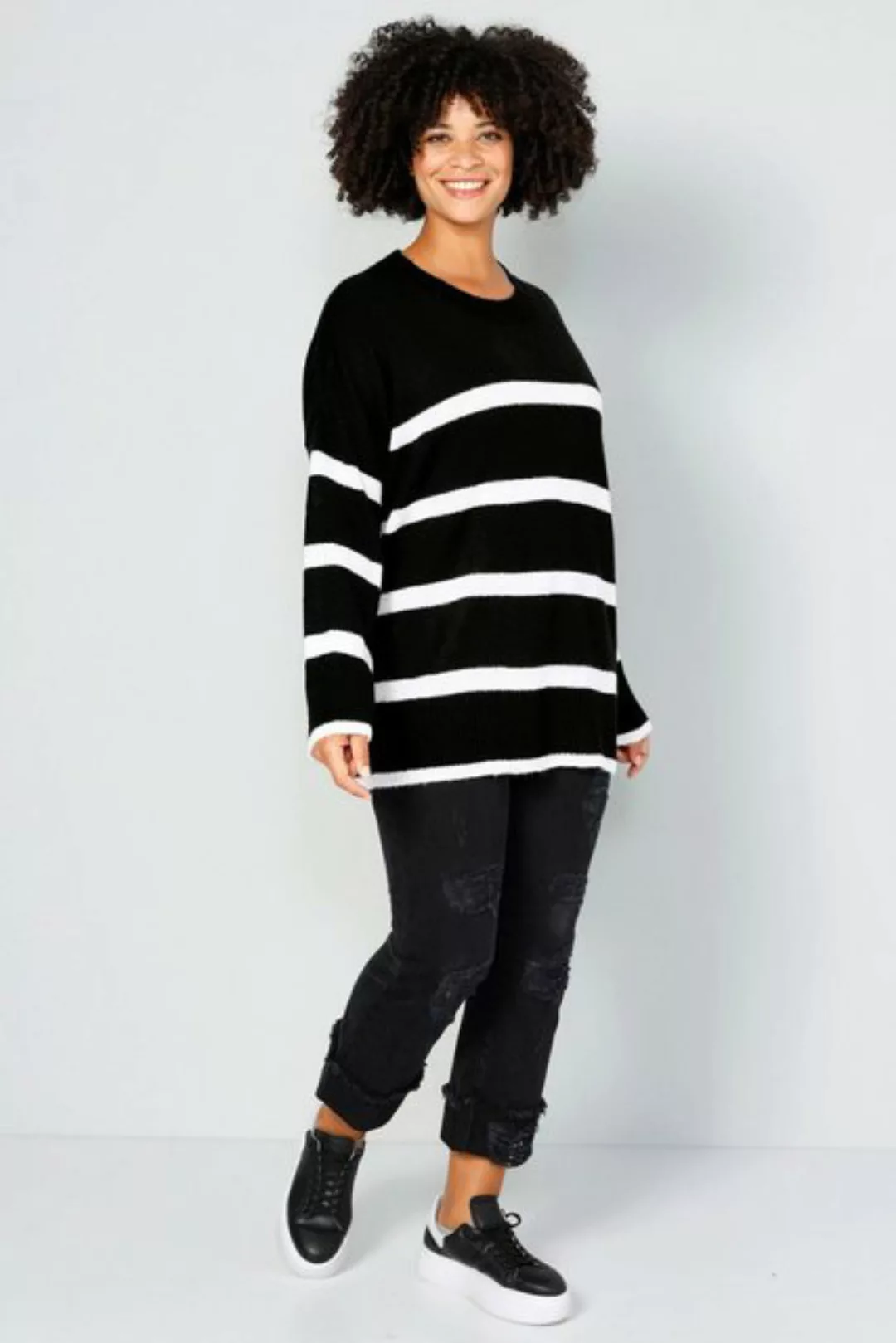 Angel of Style Strickpullover Pullover oversized Ringel Rundhals Langarm günstig online kaufen