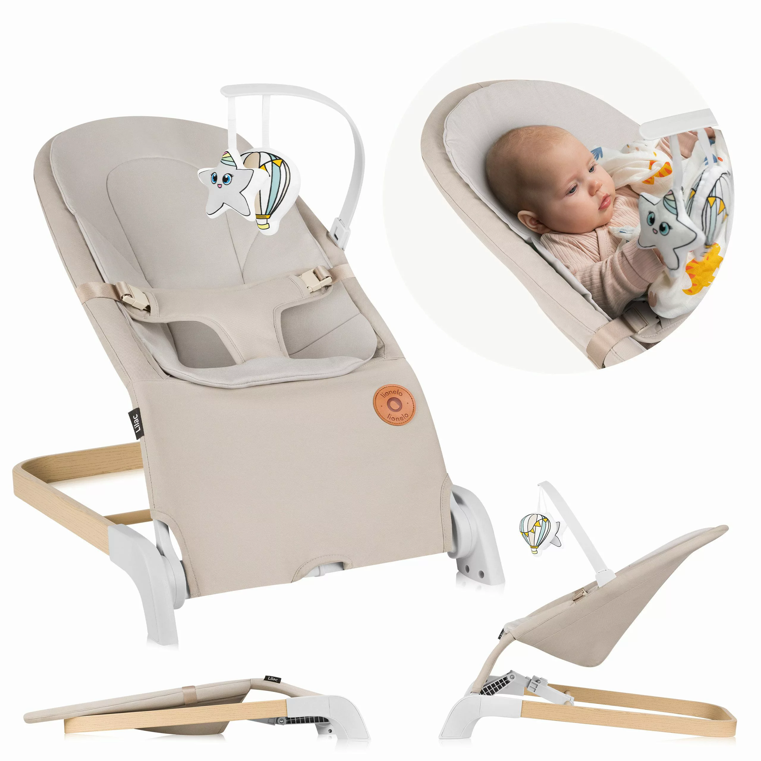 lionelo Babywippe LILAC, Flach klappbar/Bambus-Kissen/Hypoallergen/3-Punkt- günstig online kaufen