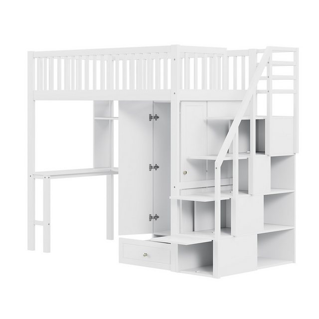 Odikalo Jugendbett Kinderbett Hochbett Kleiderschrank Regal Tisch Treppe 90 günstig online kaufen