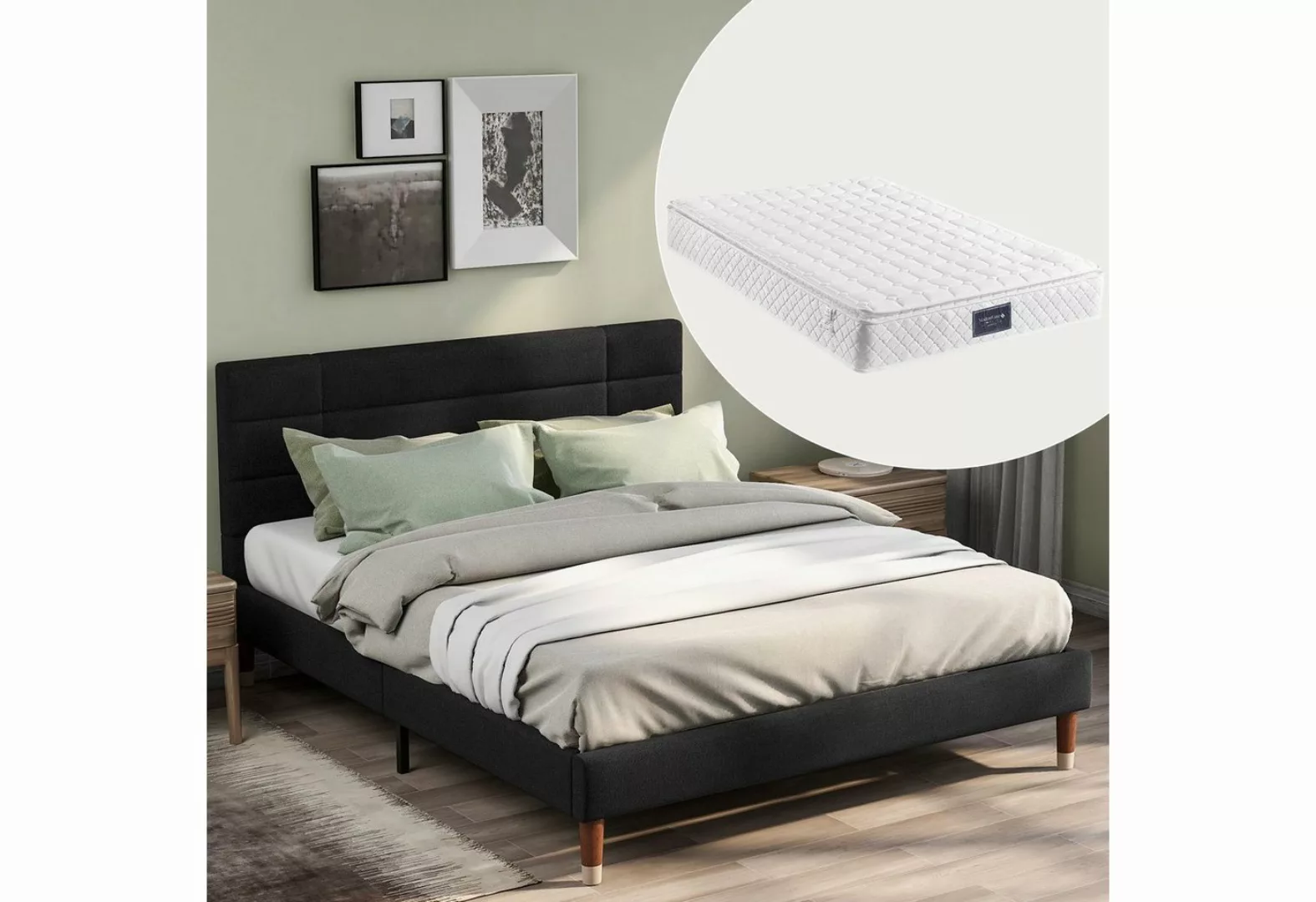 WISHDOR Polsterbett Doppelbett Bett Funktionsbett Massivholzbett Holzbett 1 günstig online kaufen