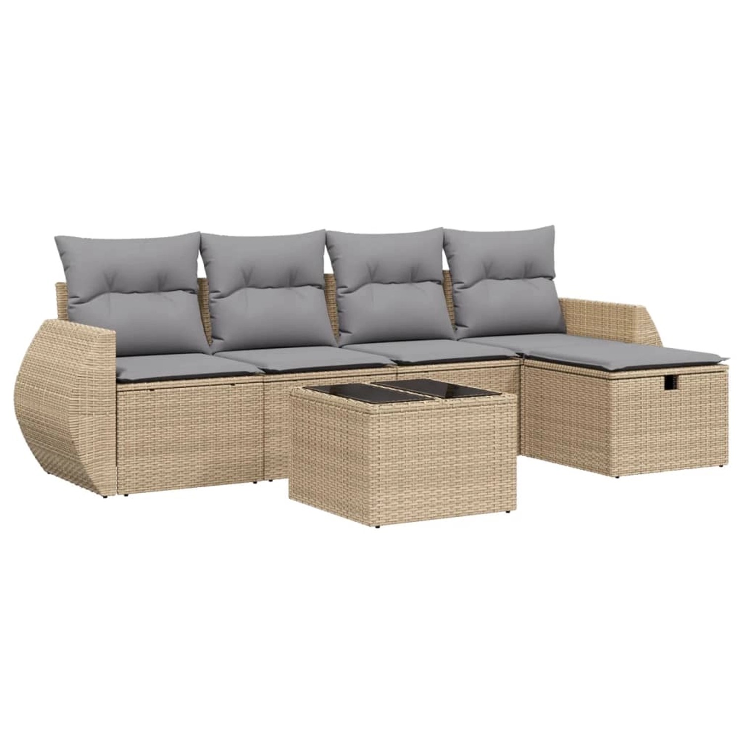 vidaXL 6-tlg Garten-Sofagarnitur mit Kissen Beige Poly Rattan Modell 182 günstig online kaufen