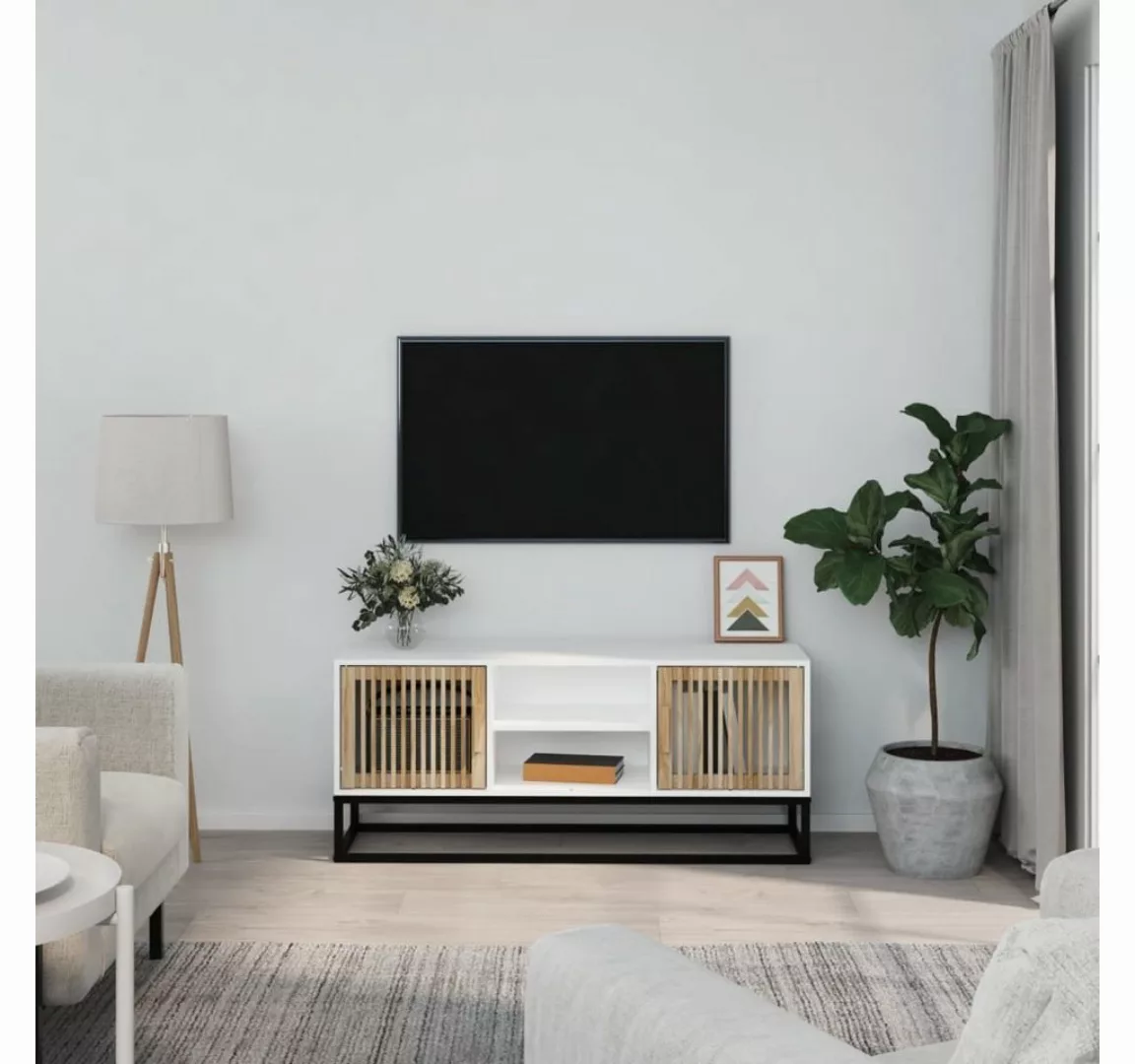 furnicato TV-Schrank Weiß 105x30x45 cm Holzwerkstoff und Eisen günstig online kaufen