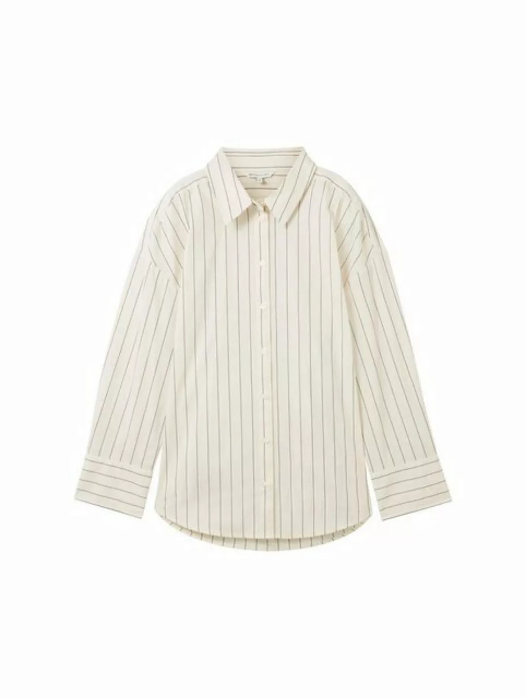 TOM TAILOR Denim Blusenshirt striped poplin shirt, beige navy pinstripe günstig online kaufen