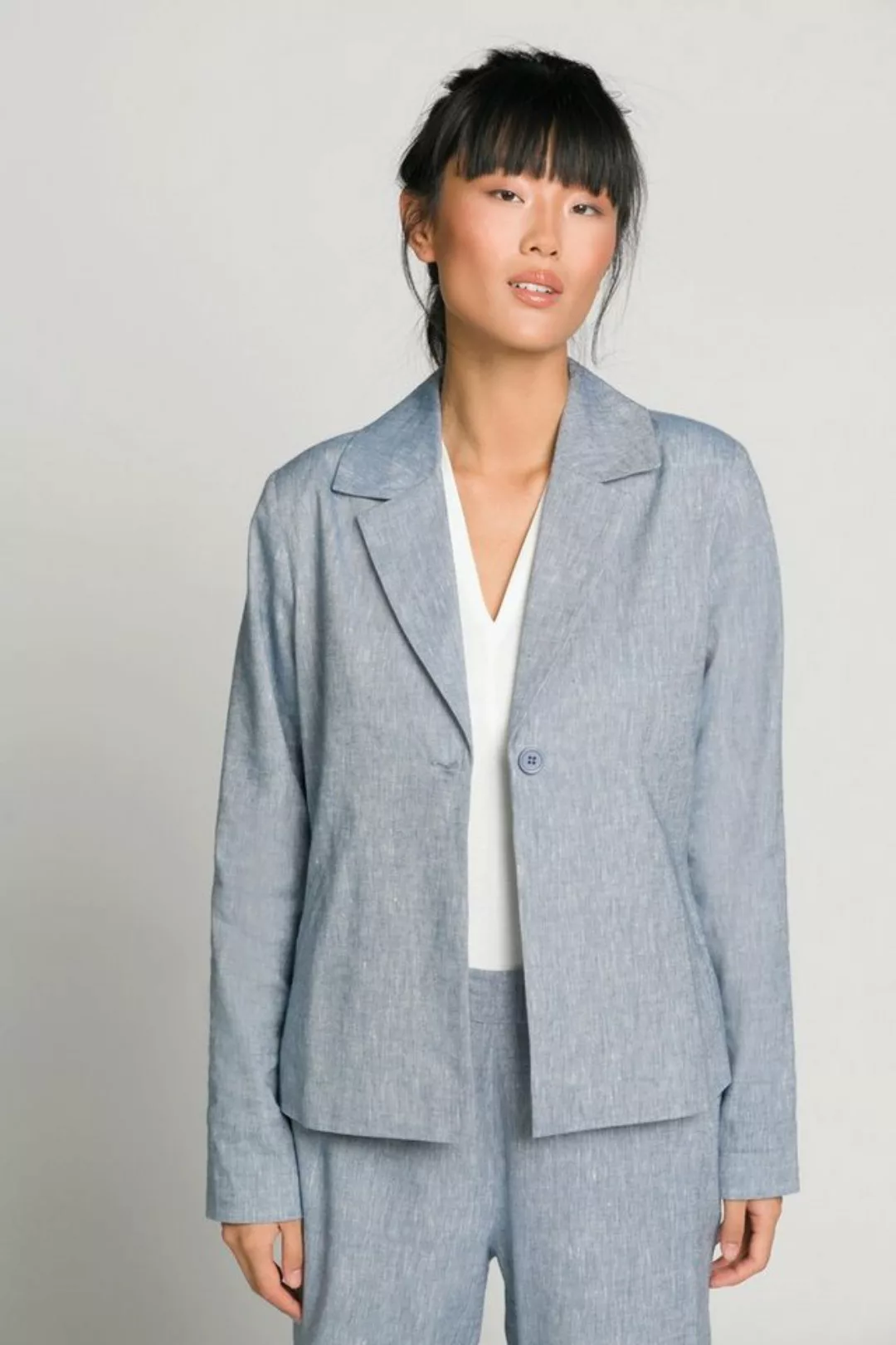 Gina Laura Sommerjacke Blazer Identity Leinenmix Boxy-Form Reverskragen günstig online kaufen