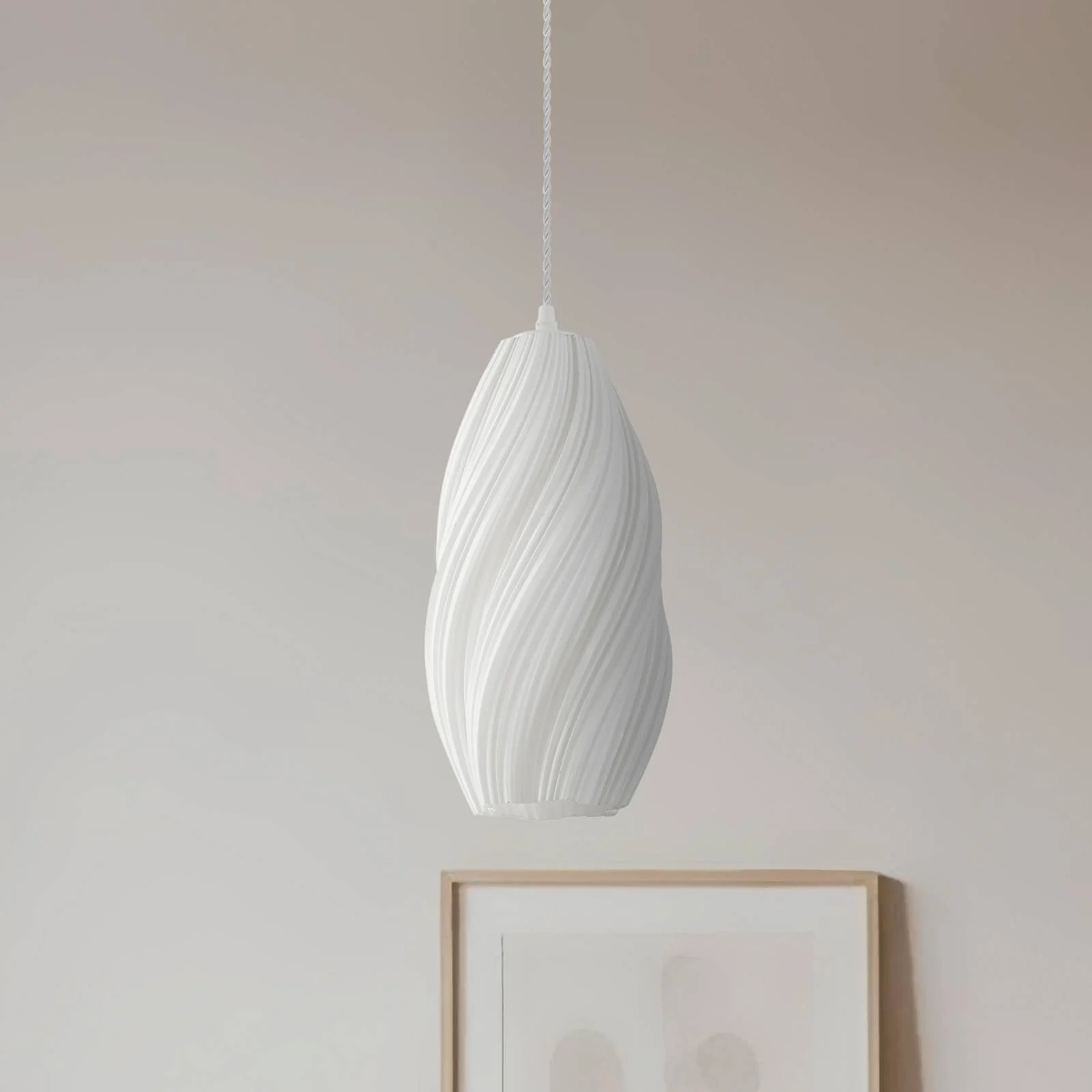 Lindby Pendelleuchte Nuvia, Ø 15,5 cm, weiß, 3D Druck günstig online kaufen