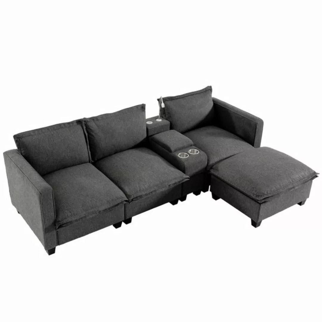 HAUSS SPOLE Sofa Ecksofa mit Stauraum, USB-Ladeanschluss, Leselampe,Getränk günstig online kaufen