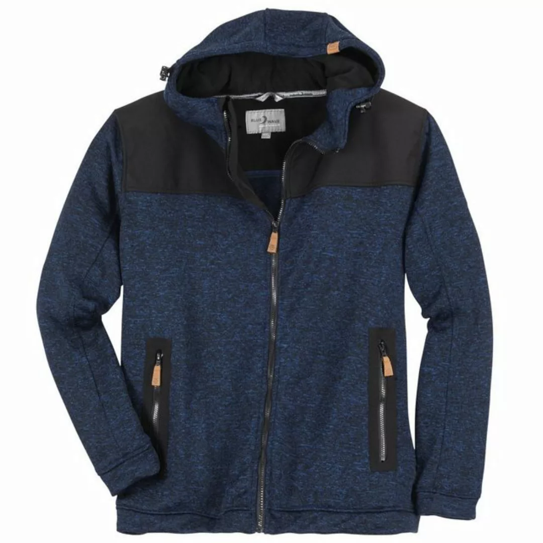 Blue Wave Fleecejacke Übergrößen Herren Strick-Fleecejacke blau melange Blu günstig online kaufen