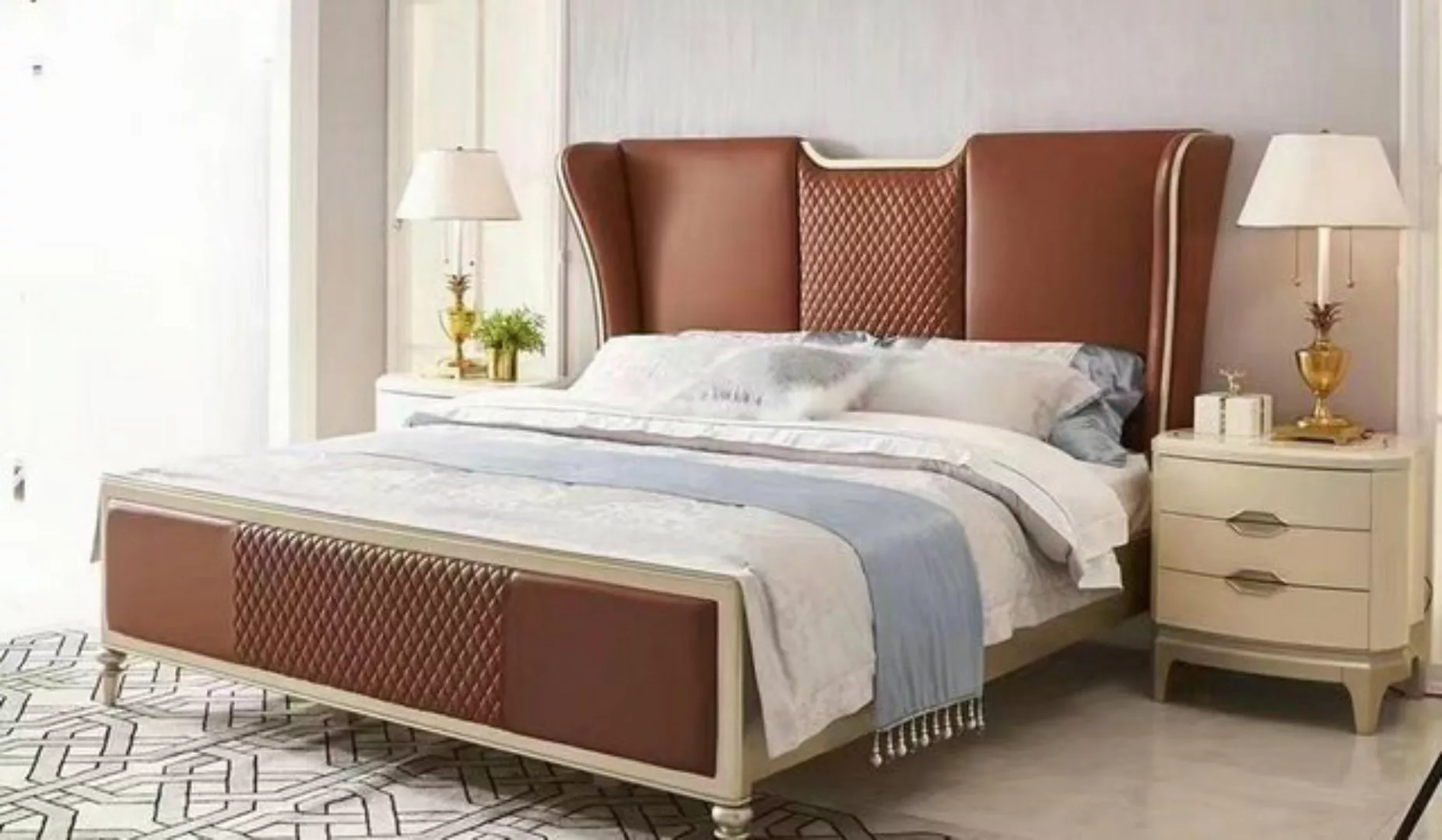 JVmoebel Bett, Luxus Bett Braun Betten Bettgestelle Doppel Modern Doppelbet günstig online kaufen