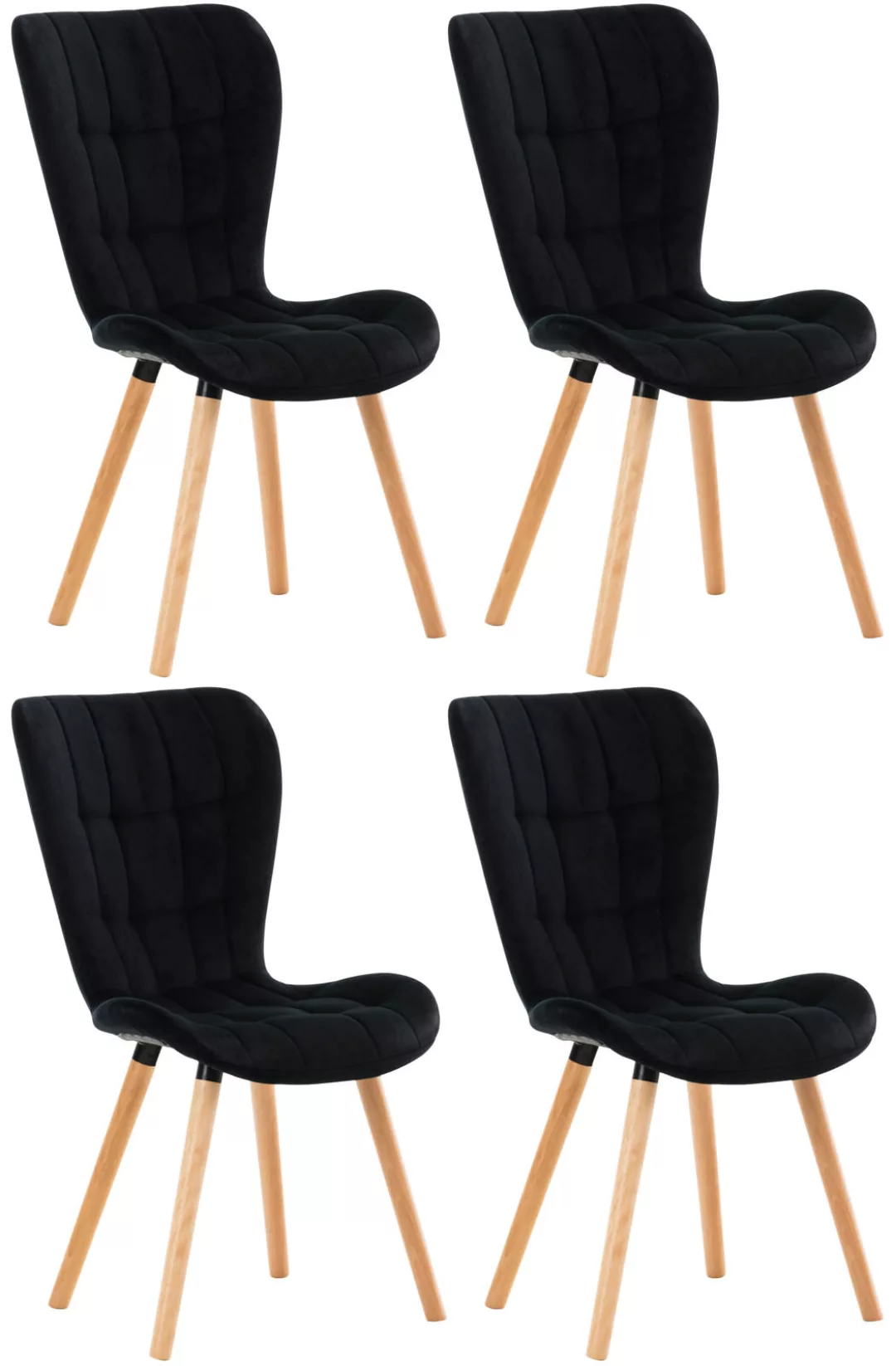 4er Set Stuhl Elda Samt-schwarz günstig online kaufen