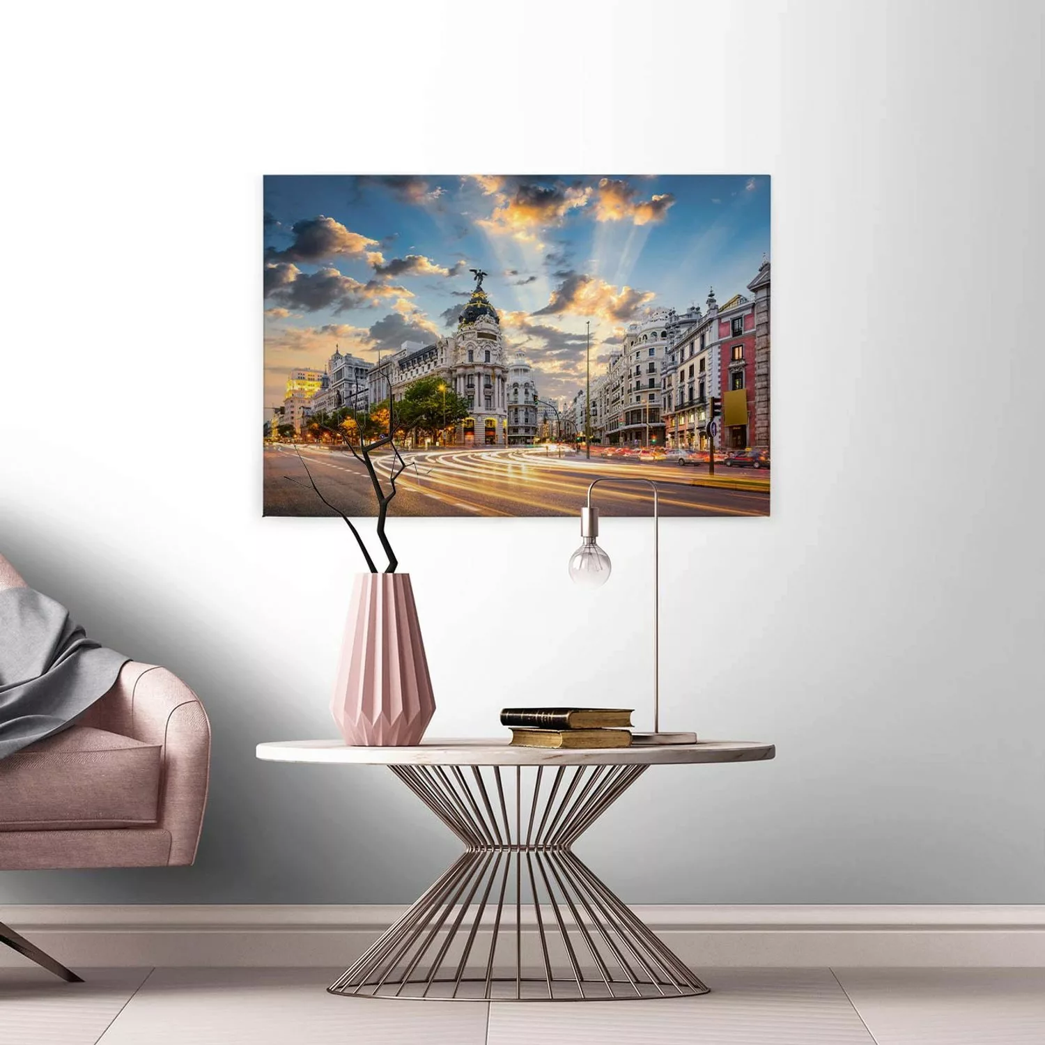 A.S. Création Leinwandbild "Gran Via", (1 St.), Madrid Keilrahmen Großstadt günstig online kaufen