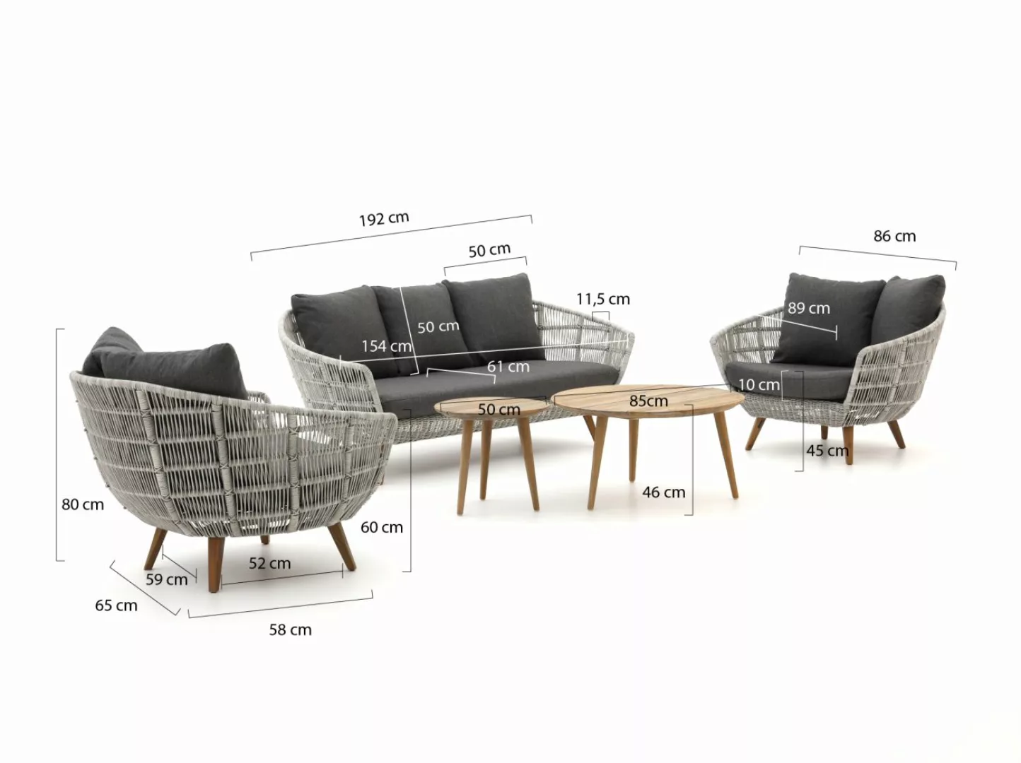 Intenso Stila/ROUGH-K Sessel-Sofa Lounge-Set 5-teilig günstig online kaufen