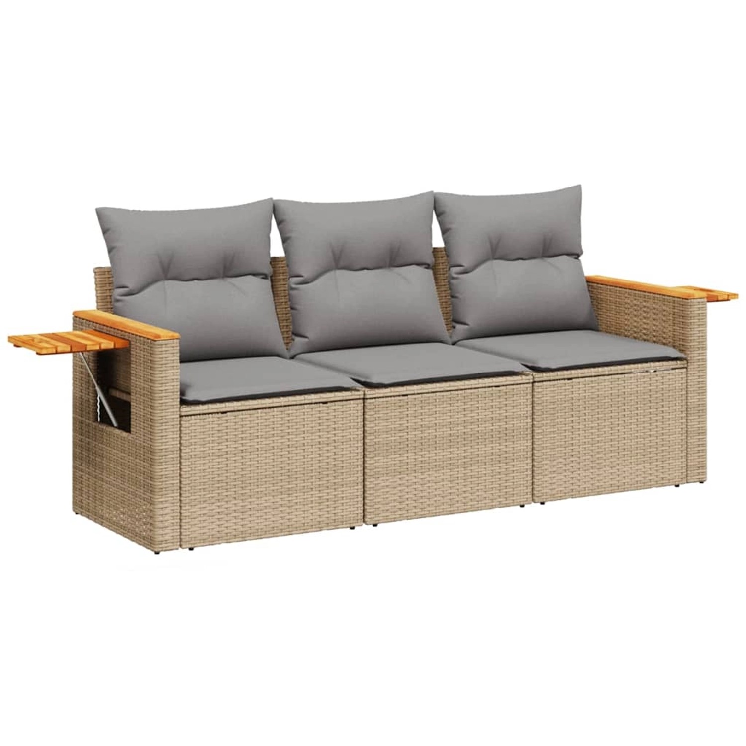 vidaXL 3-Tlg Garten-Sofagarnitur mit Kissen Beige Poly Rattan 3226598 günstig online kaufen