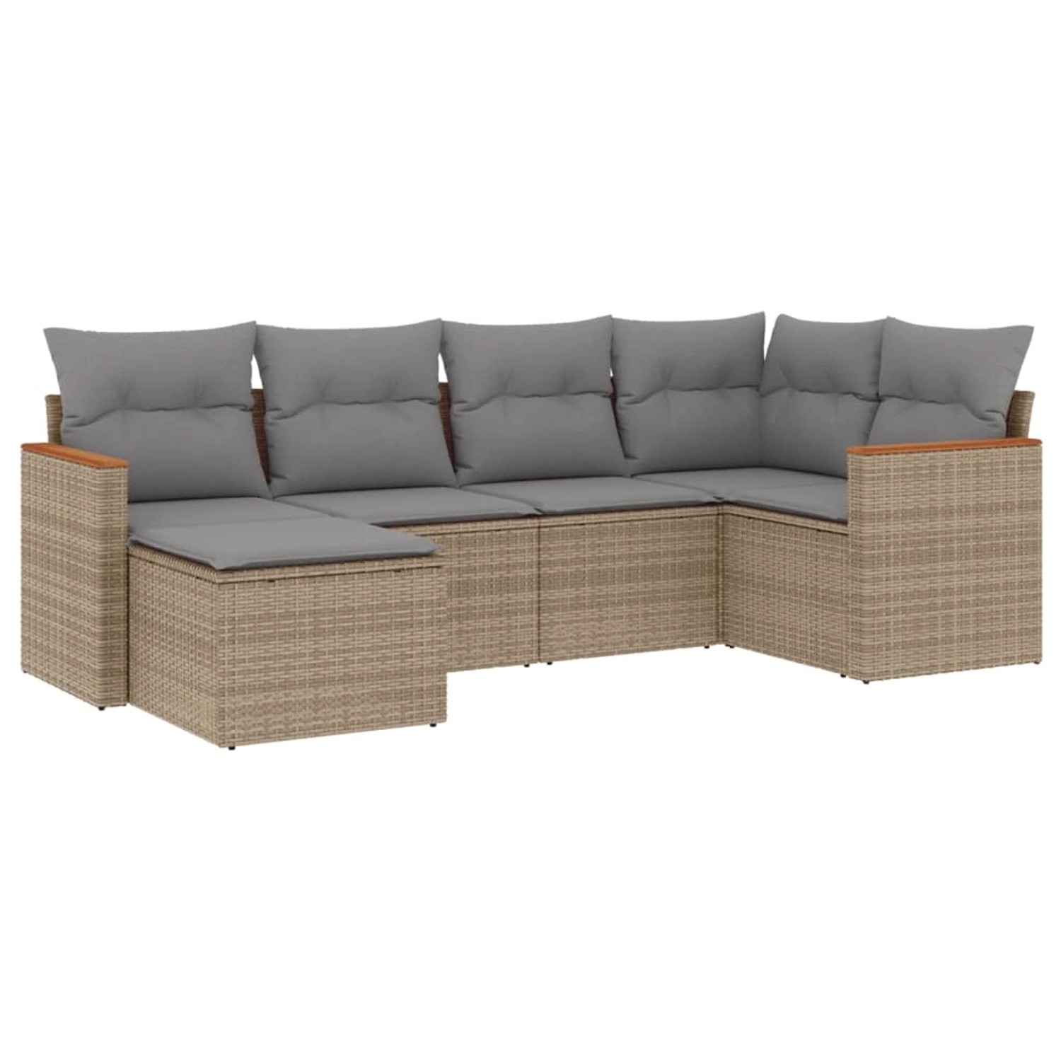 vidaXL 6-Tlg Garten-Sofagarnitur mit Kissen Beige Poly Rattan 3226178 günstig online kaufen
